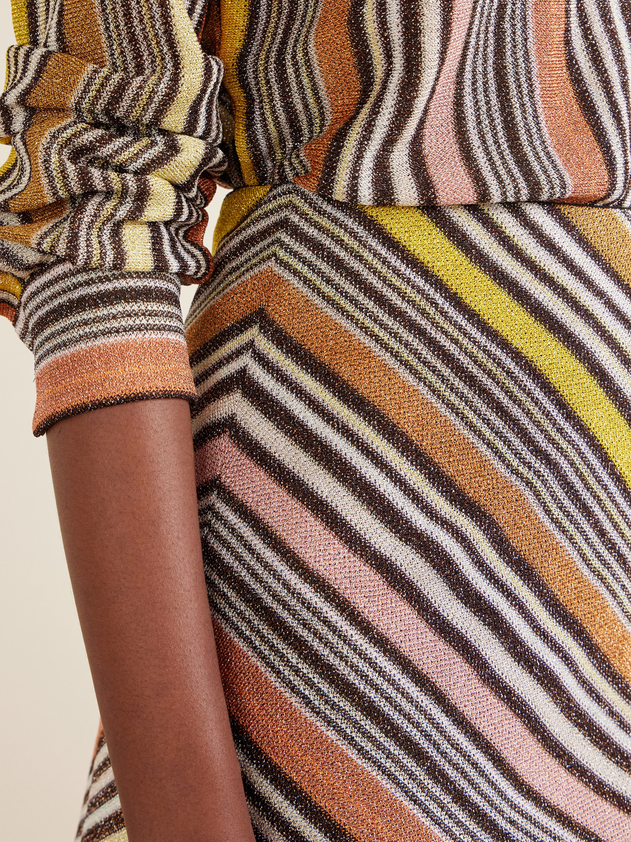Striped Metallic Crochet-Knit Mini