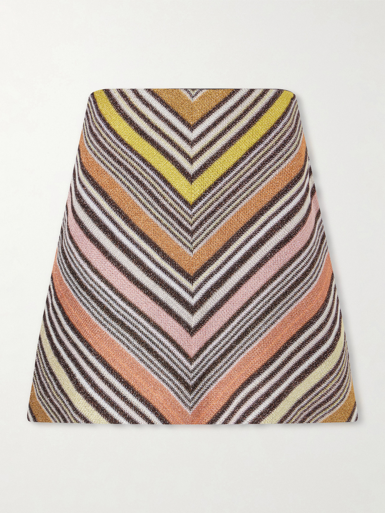Missoni Striped Metallic Crochet-knit Mini Skirt In Multi