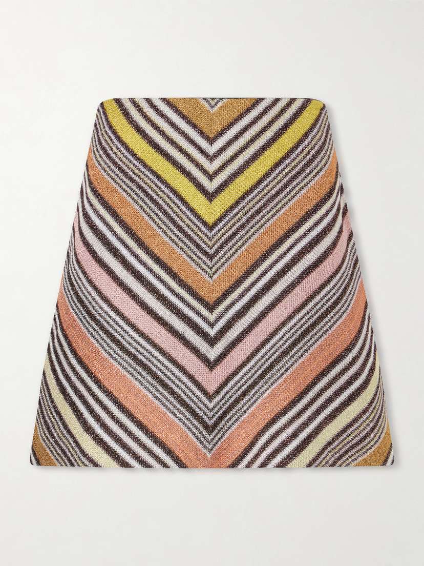 Missoni Striped Metallic Crochet-knit Mini Skirt