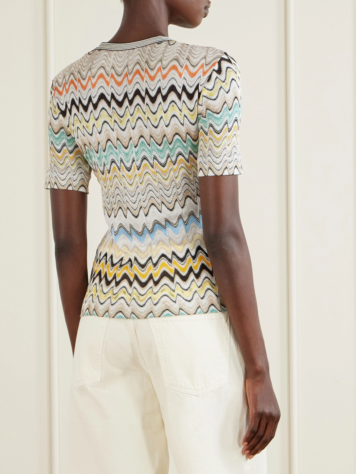 Striped Crochet-Knit Sweater