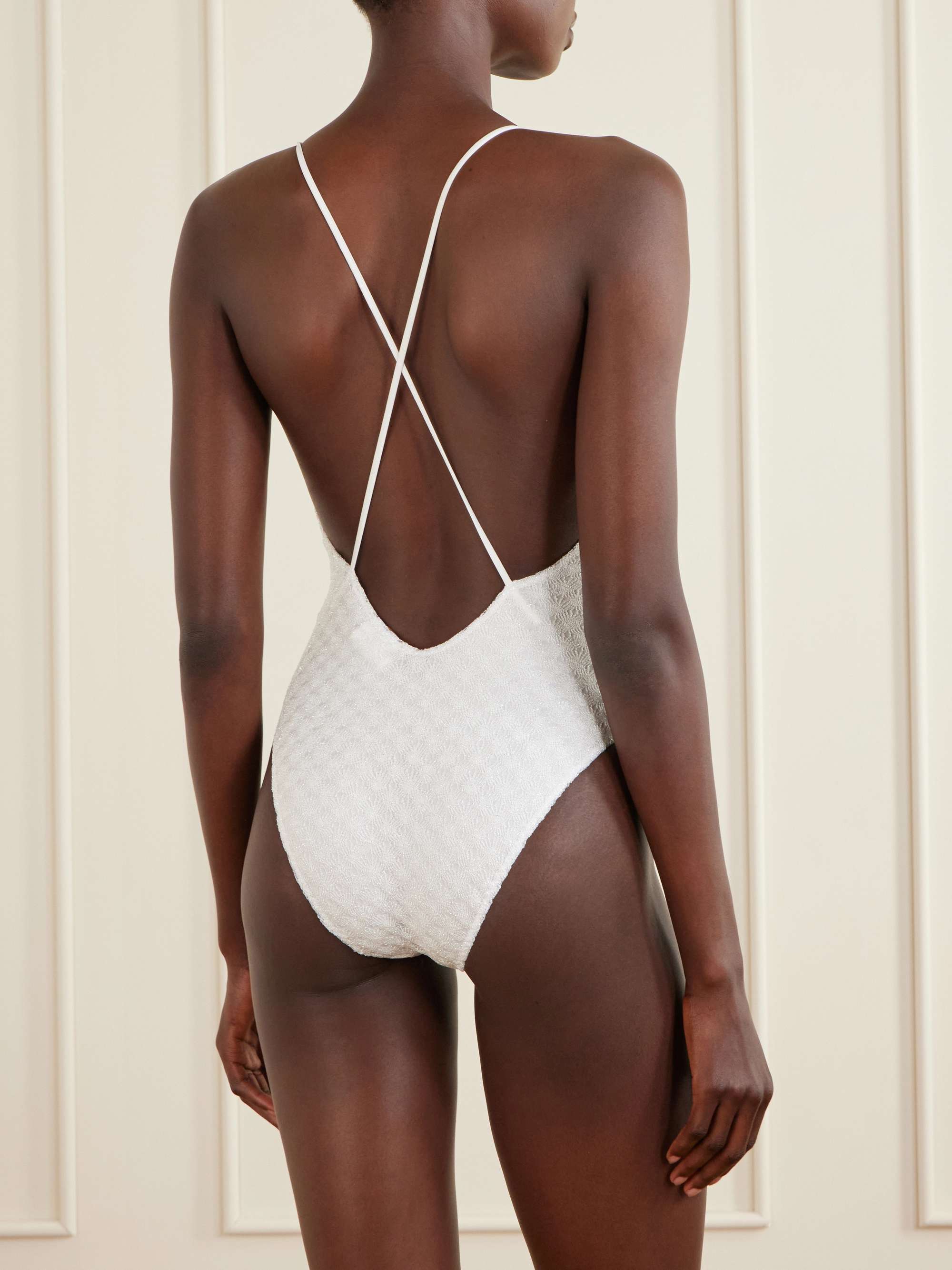 MISSONI Mare striped crochet-knit swimsuit