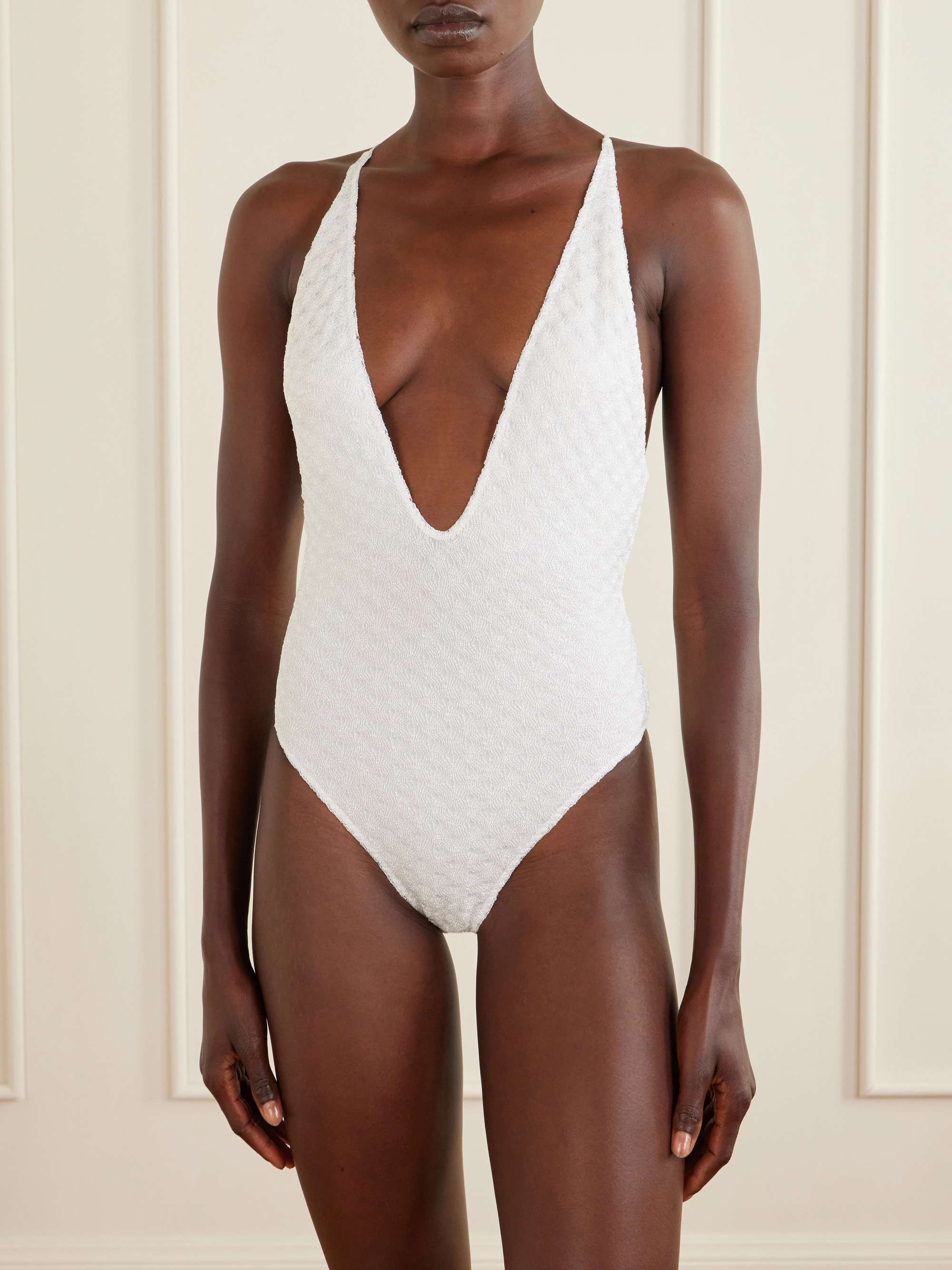 MISSONI Mare striped crochet-knit swimsuit