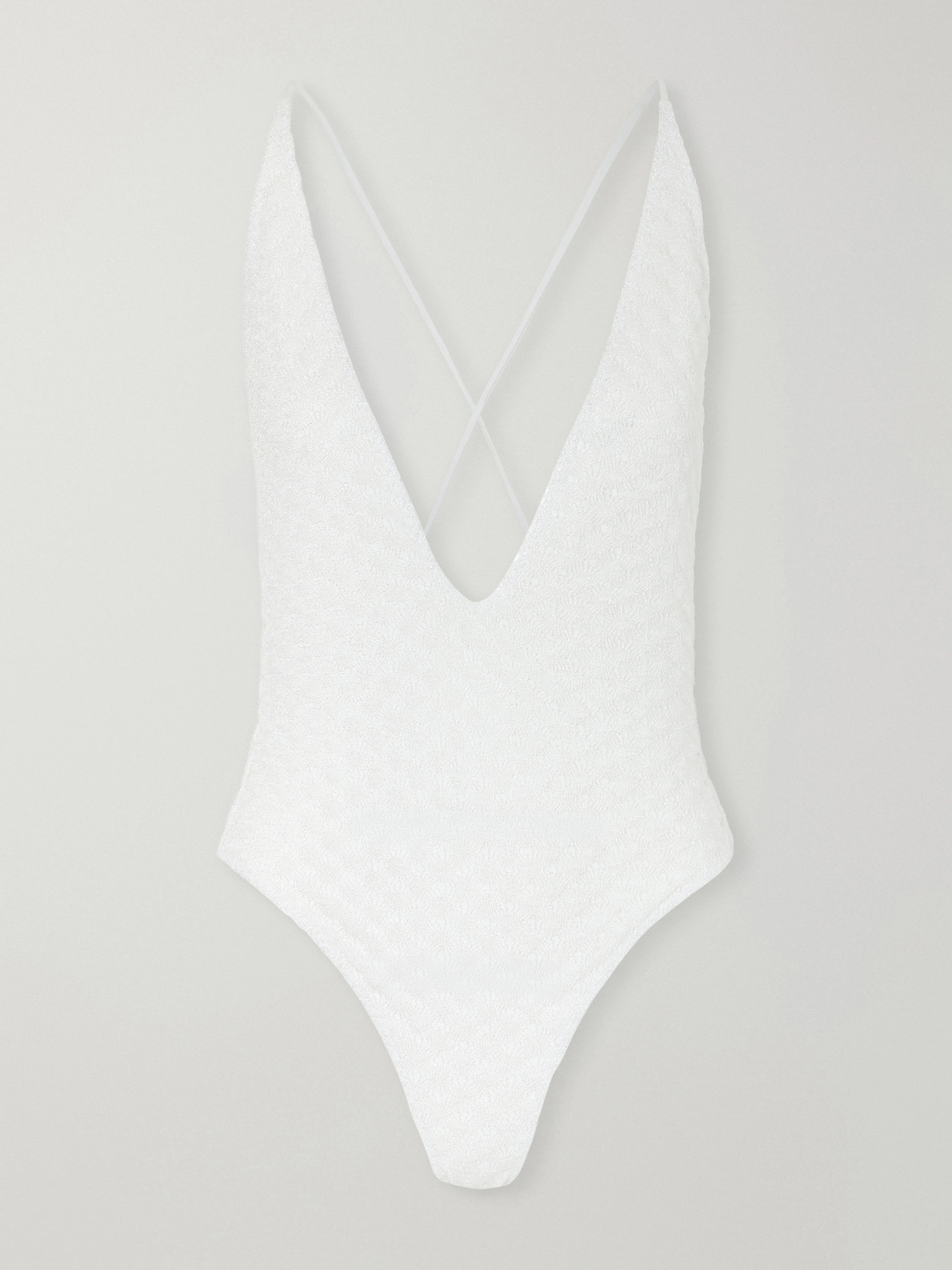 Missoni Mare Striped Crochet-knit Swimsuit In White