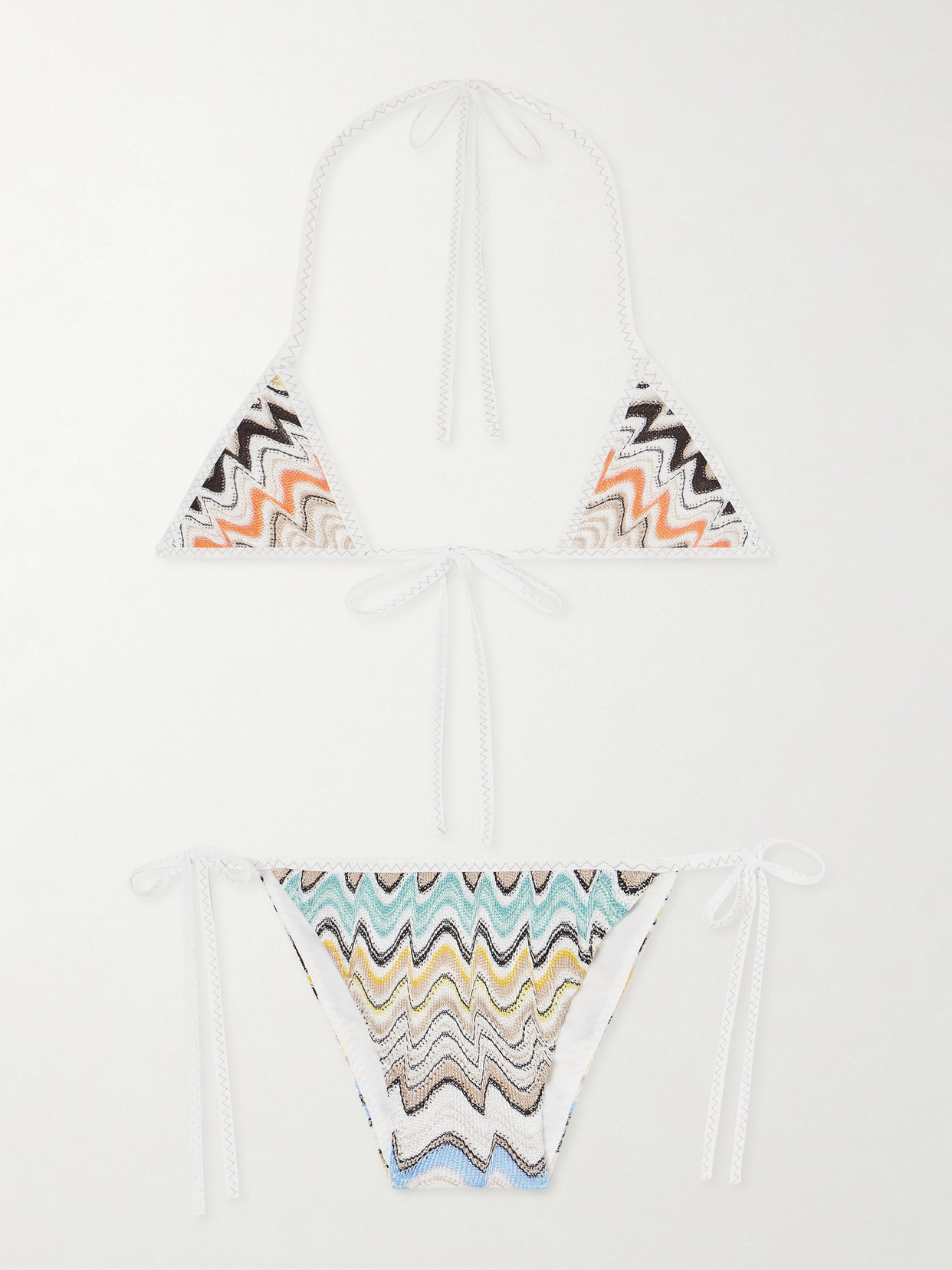 Missoni Mare Striped Crochet-knit Triangle Bikini In Blue