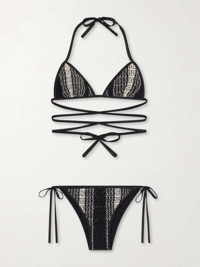 Missoni Mare Sequin-embellished Striped Metallic Crochet-knit Triangle Bikini | Thumbnail 4 Missoni Mare Sequin-embellished Striped Metallic Crochet-knit Triangle Bikini | Thumbnail 4