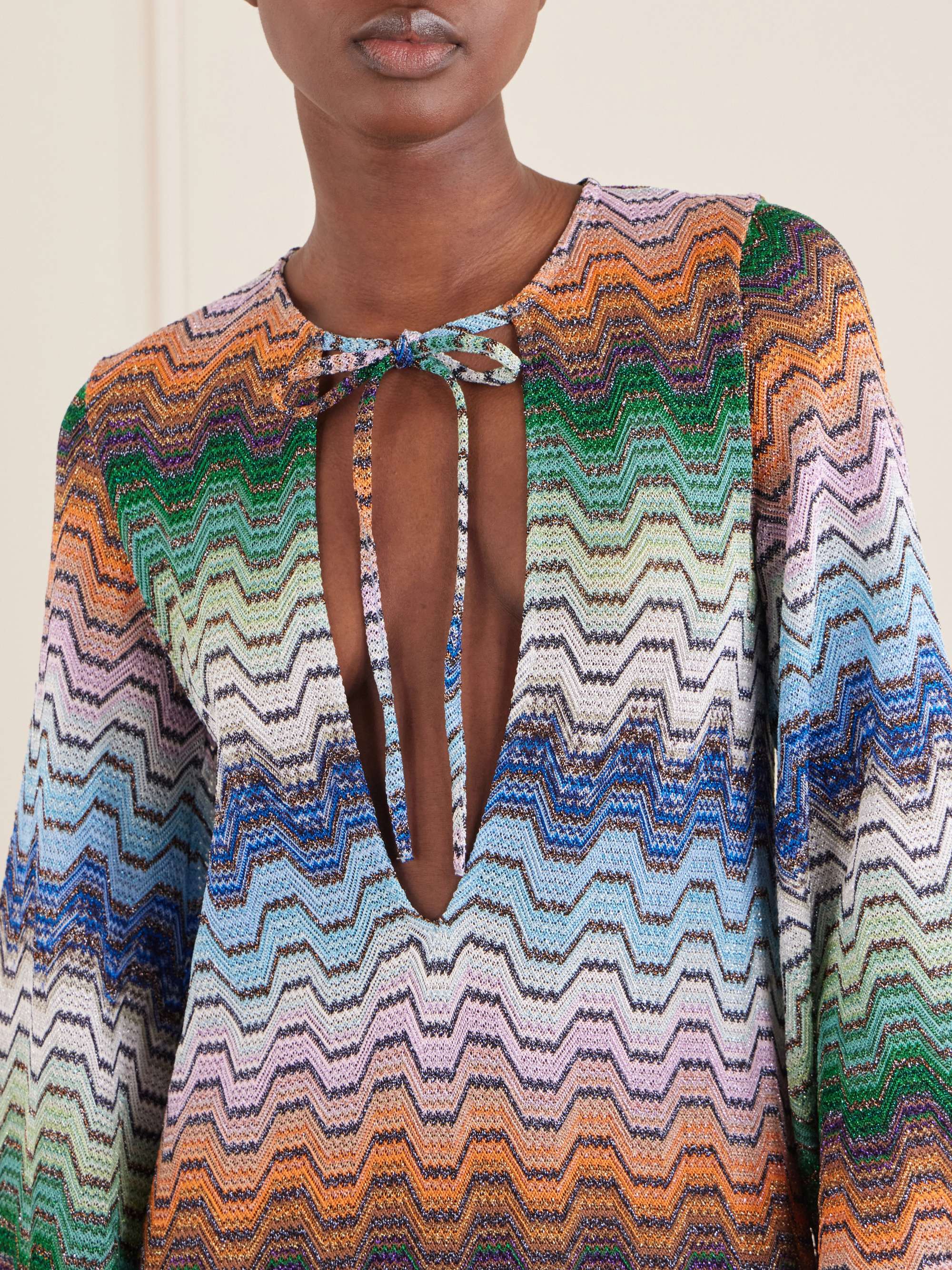 MISSONI Mare striped metallic crochet-knit coverup | NET-A-PORTER