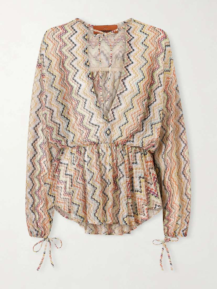 Missoni Mare Gathered Striped Crochet-knit Coverup | Thumbnail 5 Missoni Mare Gathered Striped Crochet-knit Coverup | Thumbnail 5