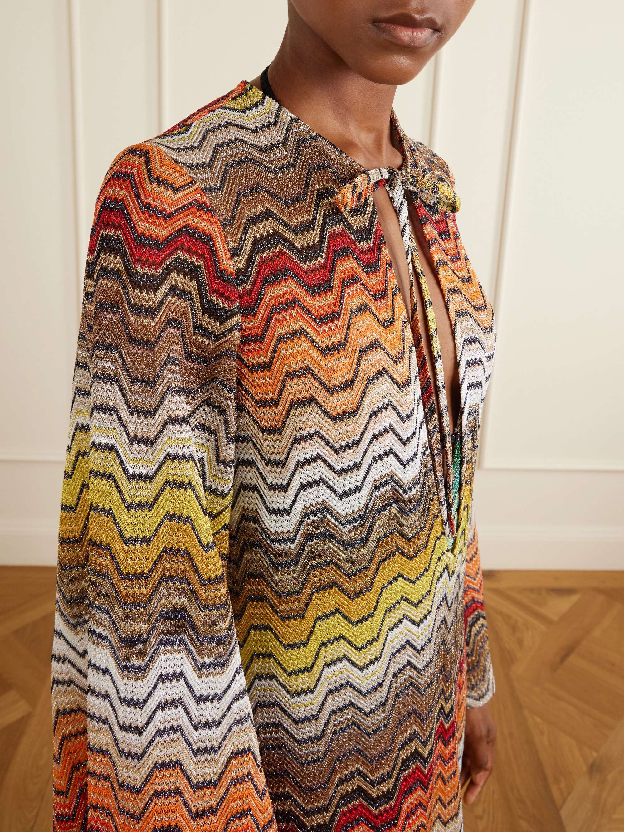 MISSONI  シール織毛布 新品未使用 180x200cm MISSONI Mare striped metallic crochet-knit coverup | NET-A-PORTER