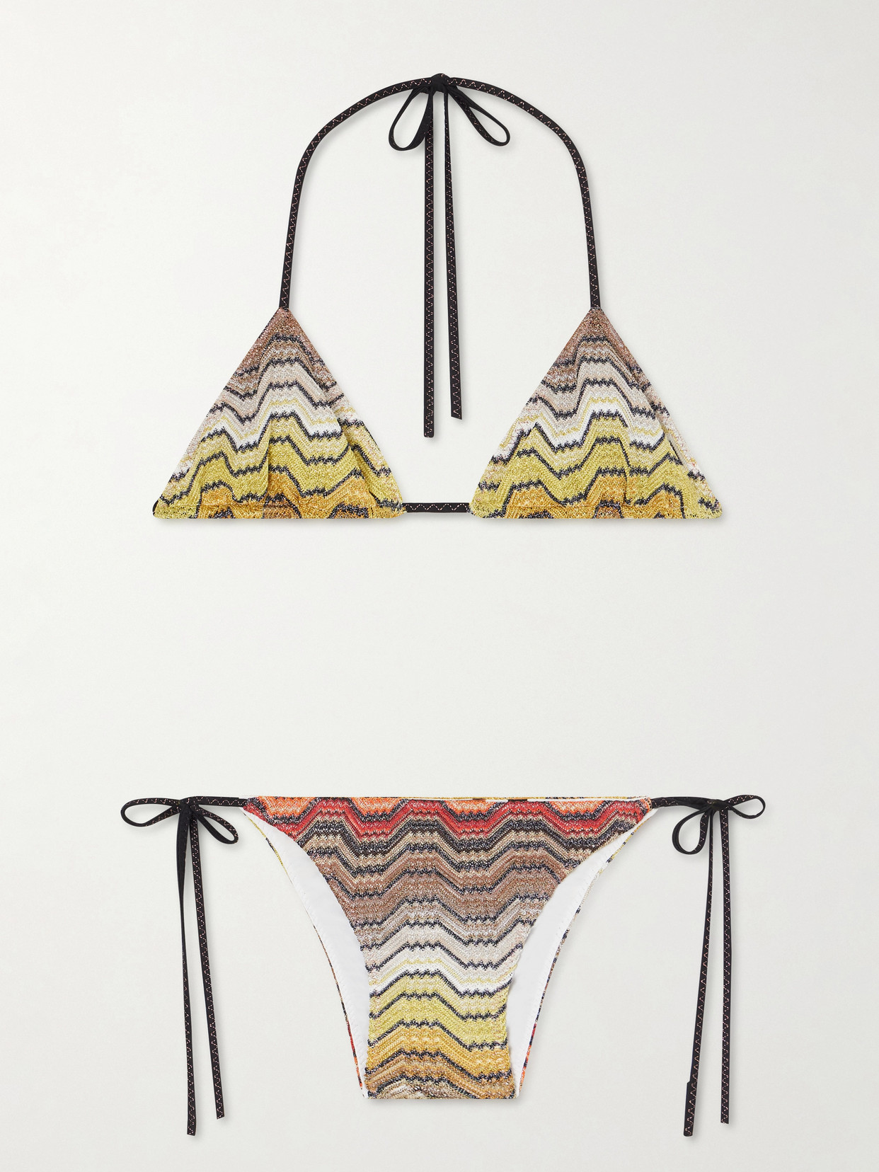 Missoni Mare Striped Metallic Crochet-knit Triangle Bikini In Multi