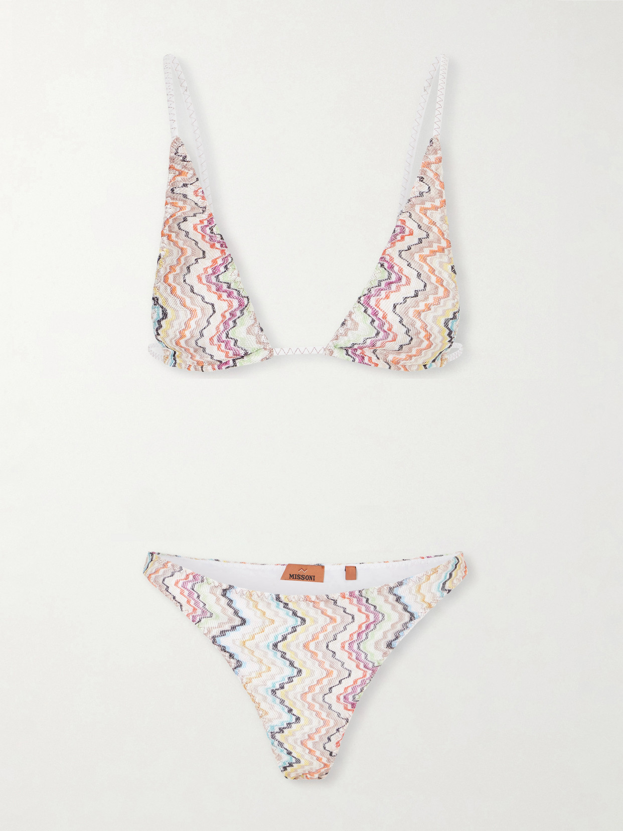 Missoni Mare Striped Metallic Triangle Bikini In Animal Print