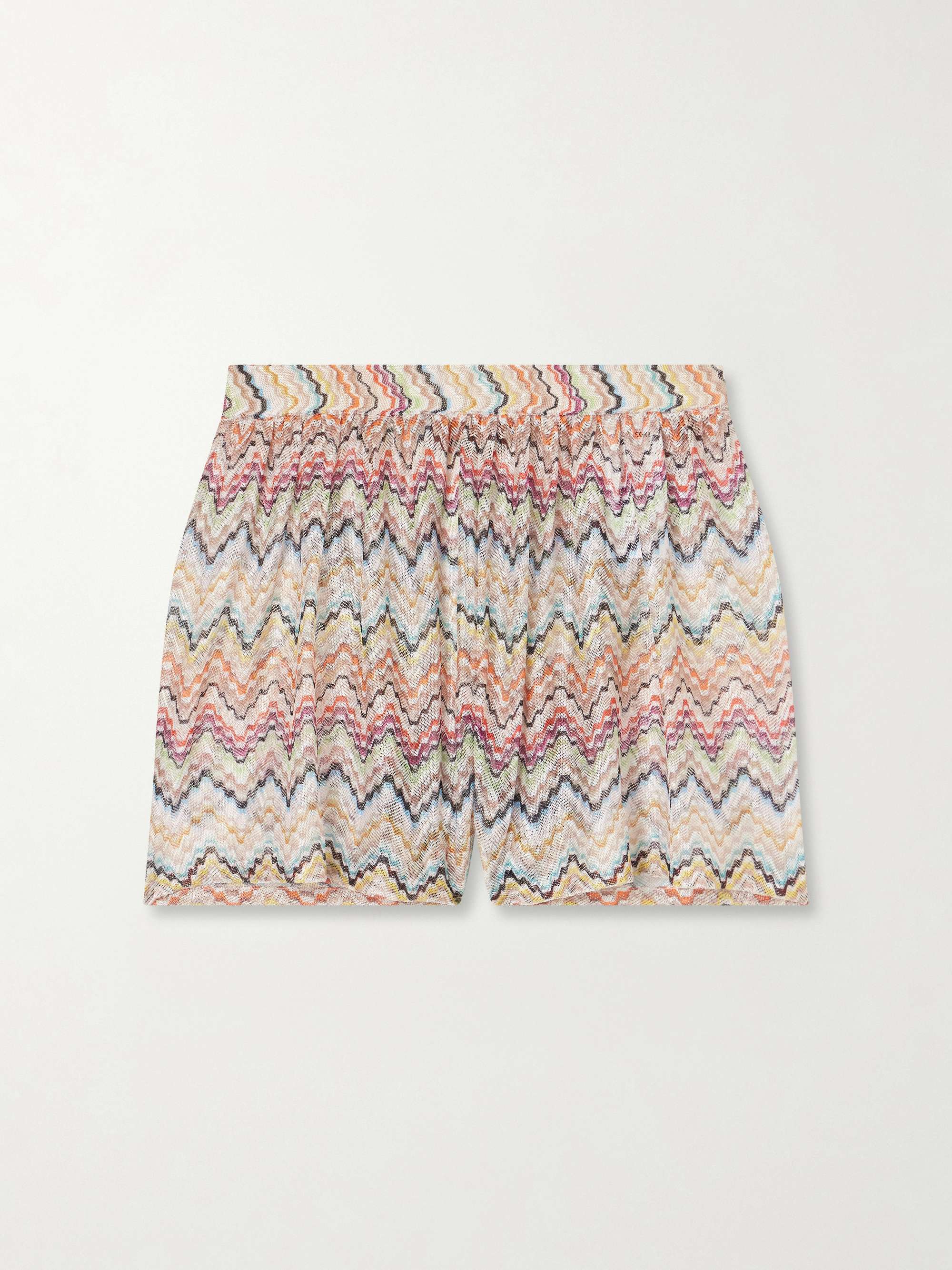 MISSONI Striped crochet-knit shorts