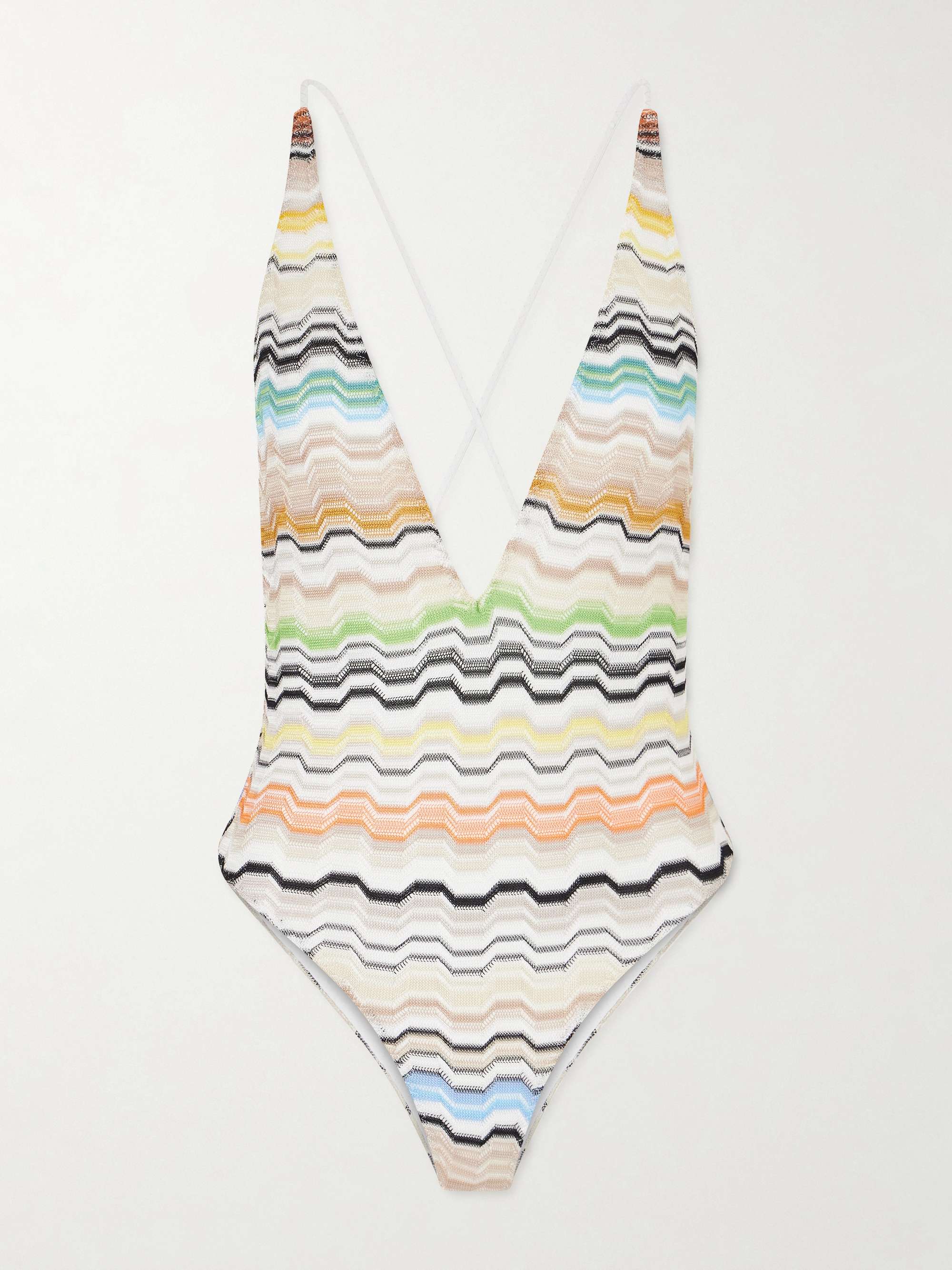 MISSONI Mare striped crochet-knit swimsuit