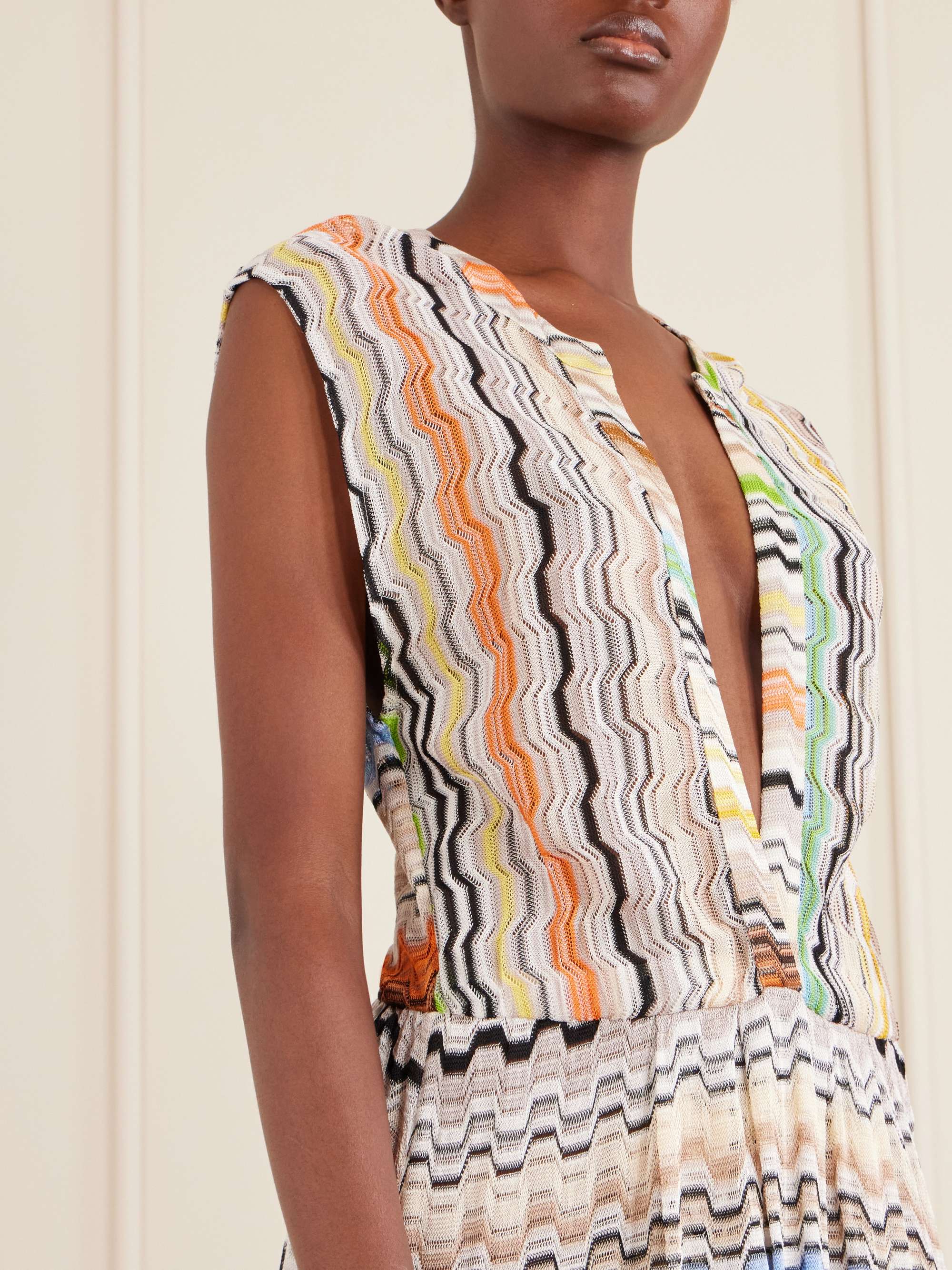 MISSONI Pleated striped crochet-knit maxi dress | NET-A-PORTER