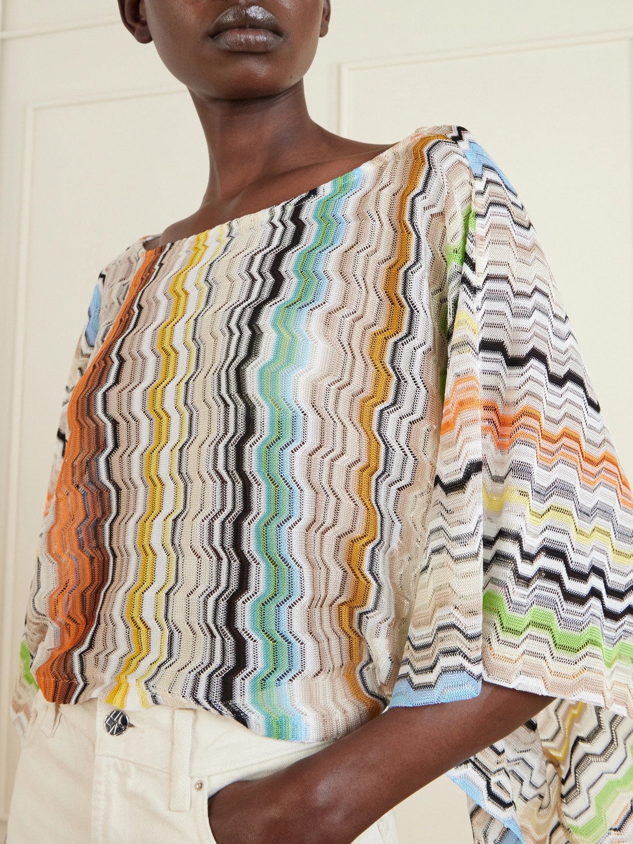 Striped Crochet-Knit Top