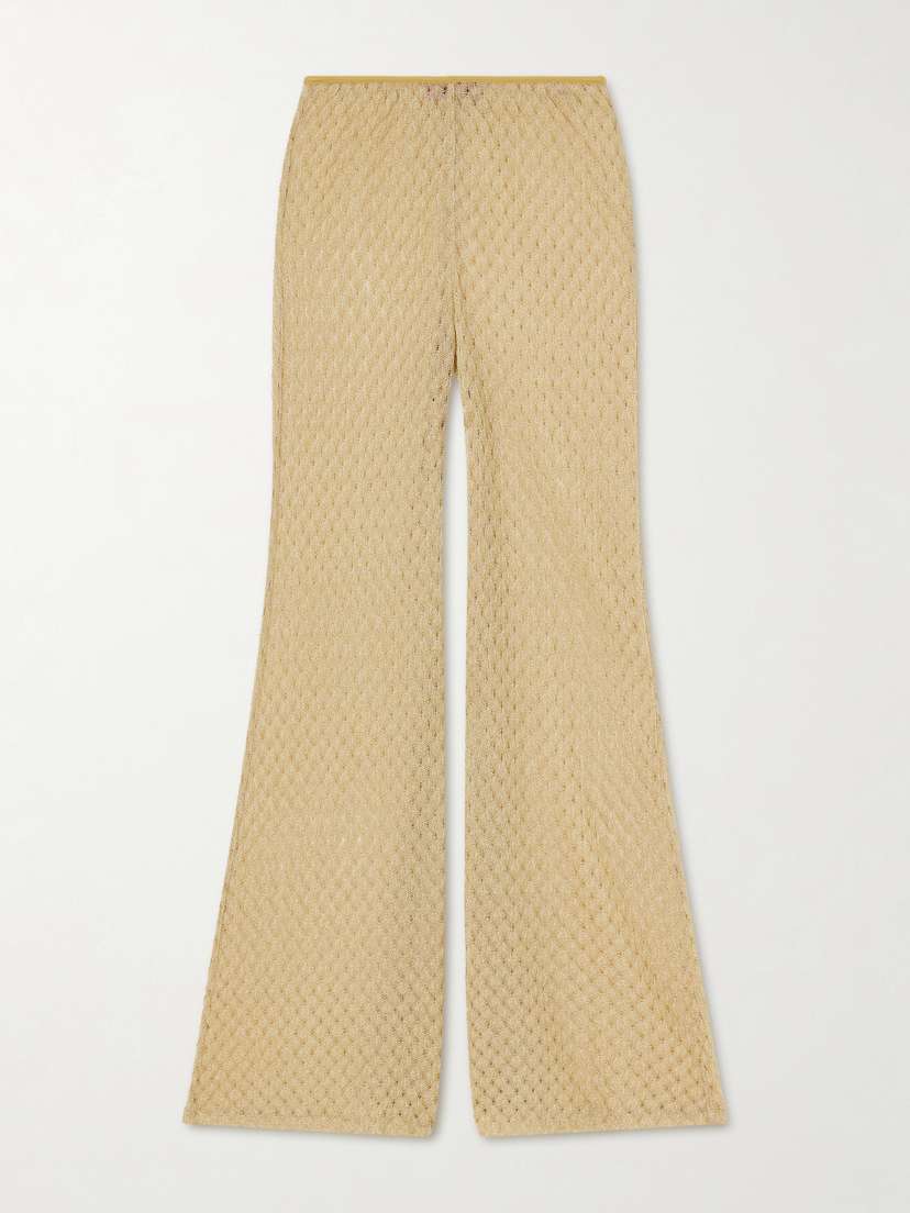 Missoni Metallic Crochet-knit Flared Pants