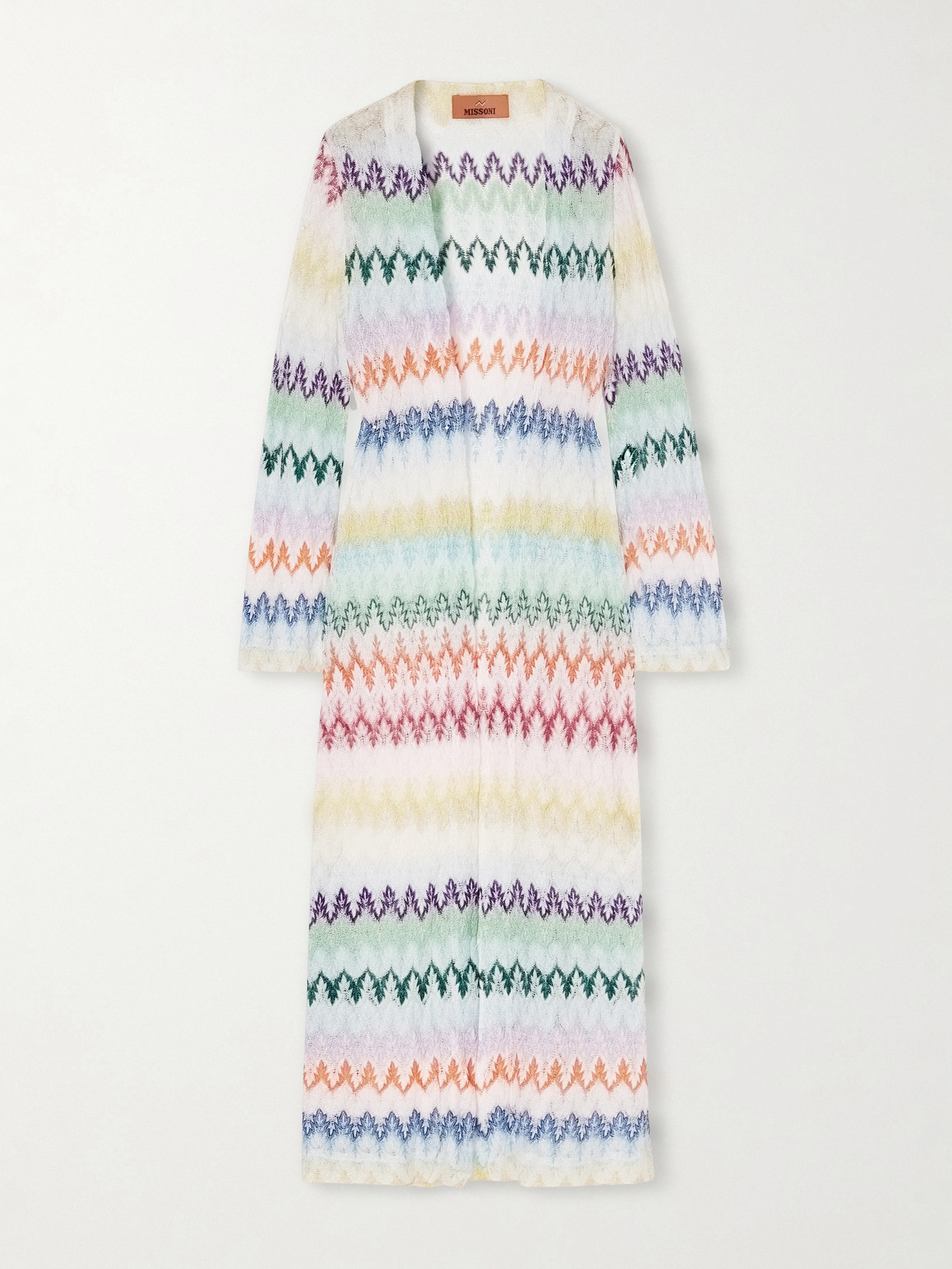 Missoni Striped Metallic Crochet-knit Cardigan In White
