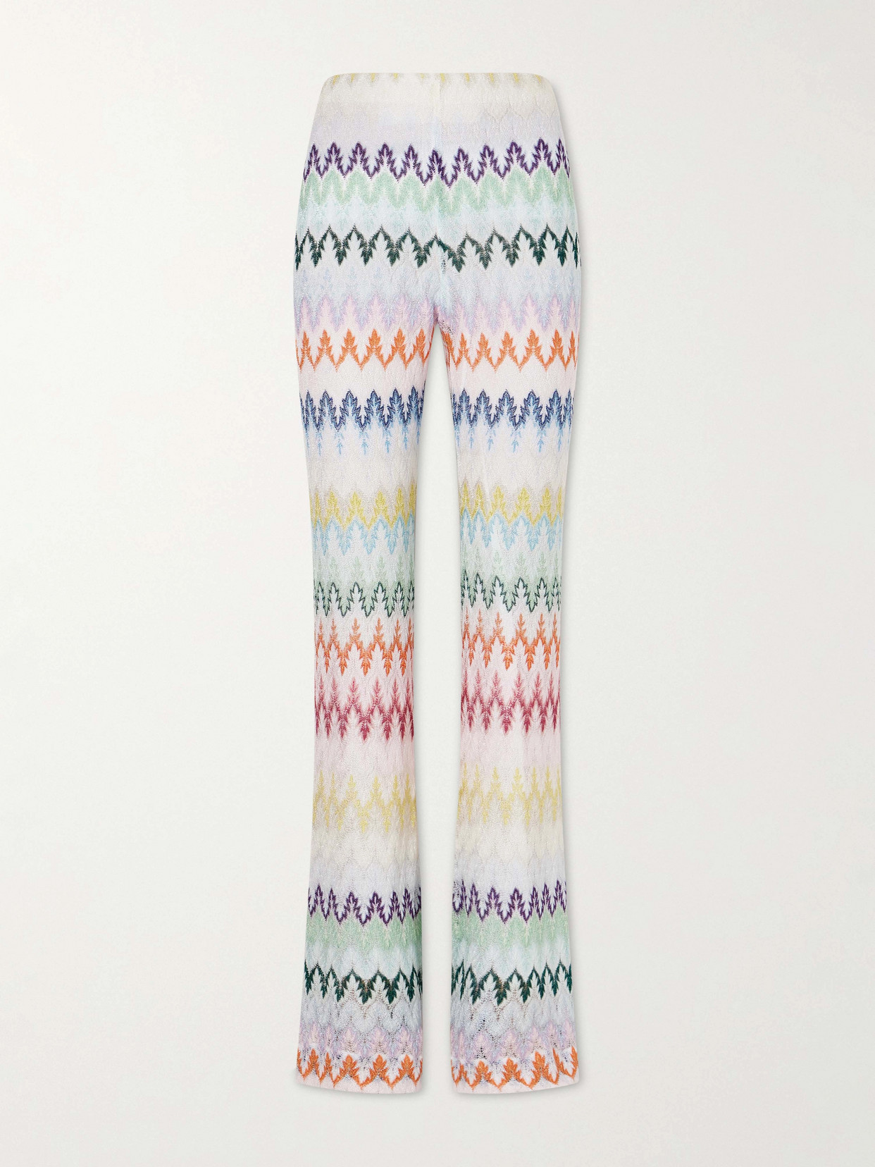 Missoni Striped Metallic Crocheted Flared Pants In White