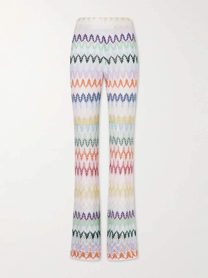 Missoni Striped Metallic Crochet-knit Flared Pants