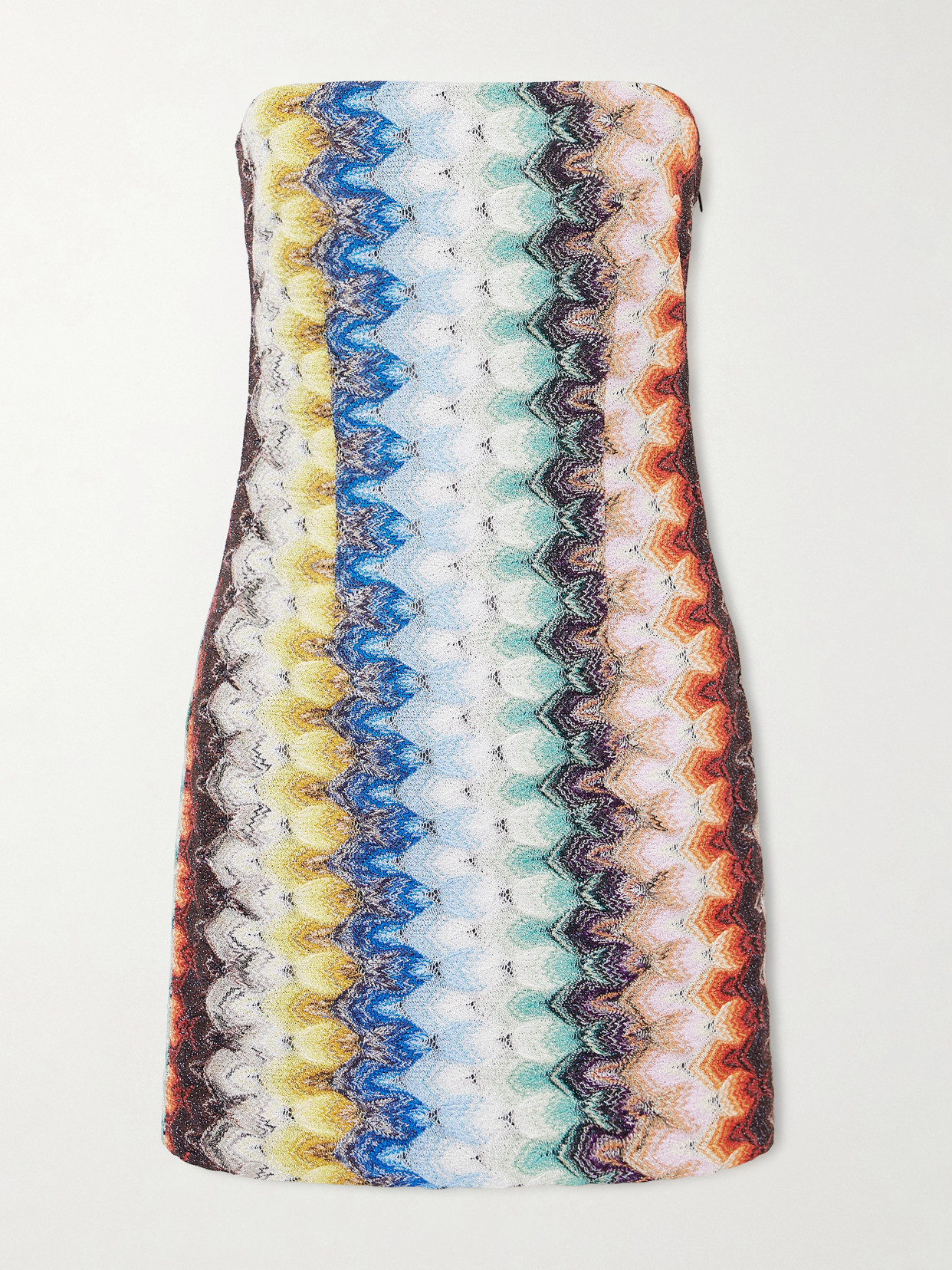 Missoni Sleveless Striped Metallic Crochet-knit Mini Dress In Multi