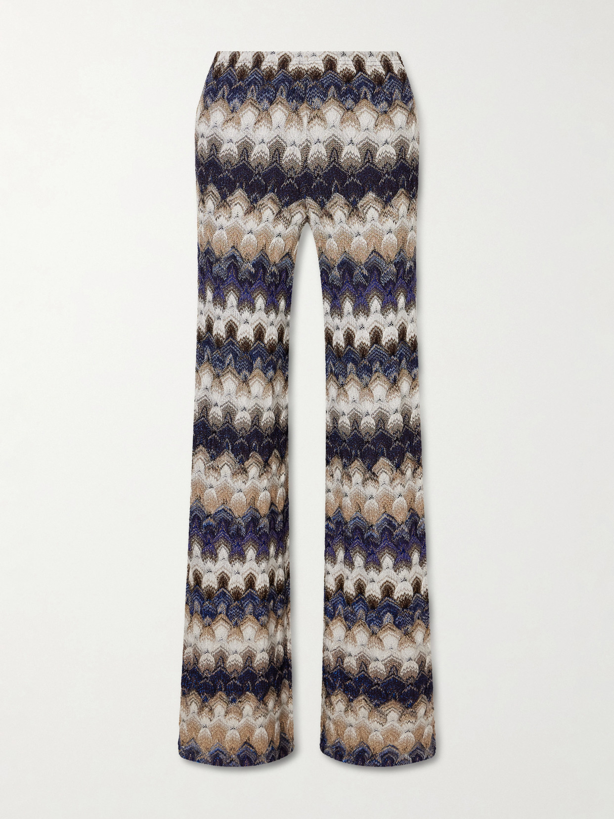 Missoni Metallic Crochet-knit Wide-leg Pants In White