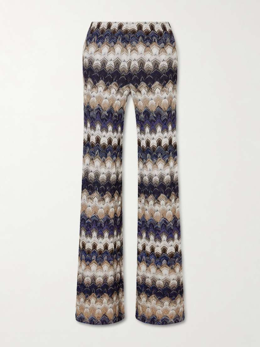 Missoni Metallic Crochet-knit Wide-leg Pants