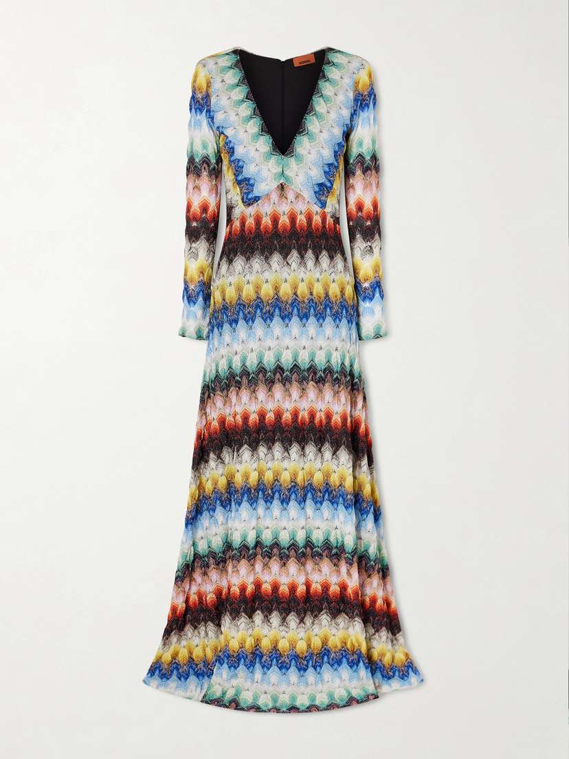Missoni Striped Metallic Crochet-knit Maxi Dress
