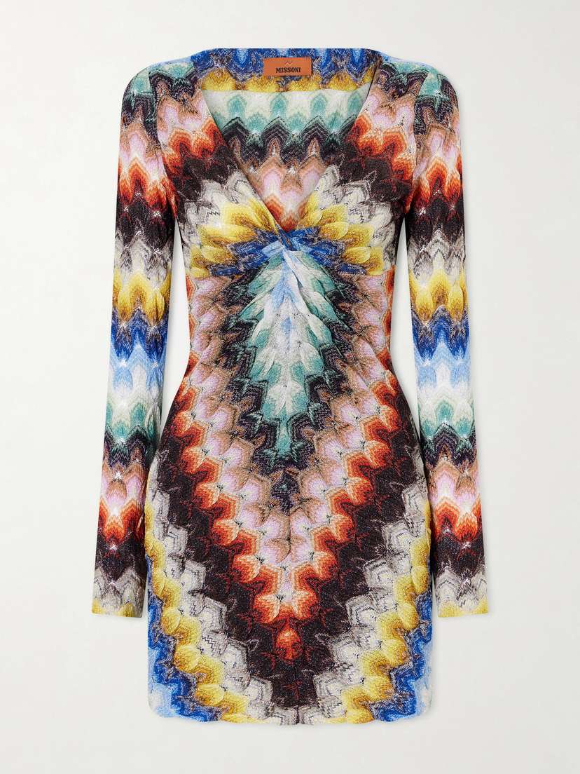 Missoni Metallic Crochet-knit Mini Dress