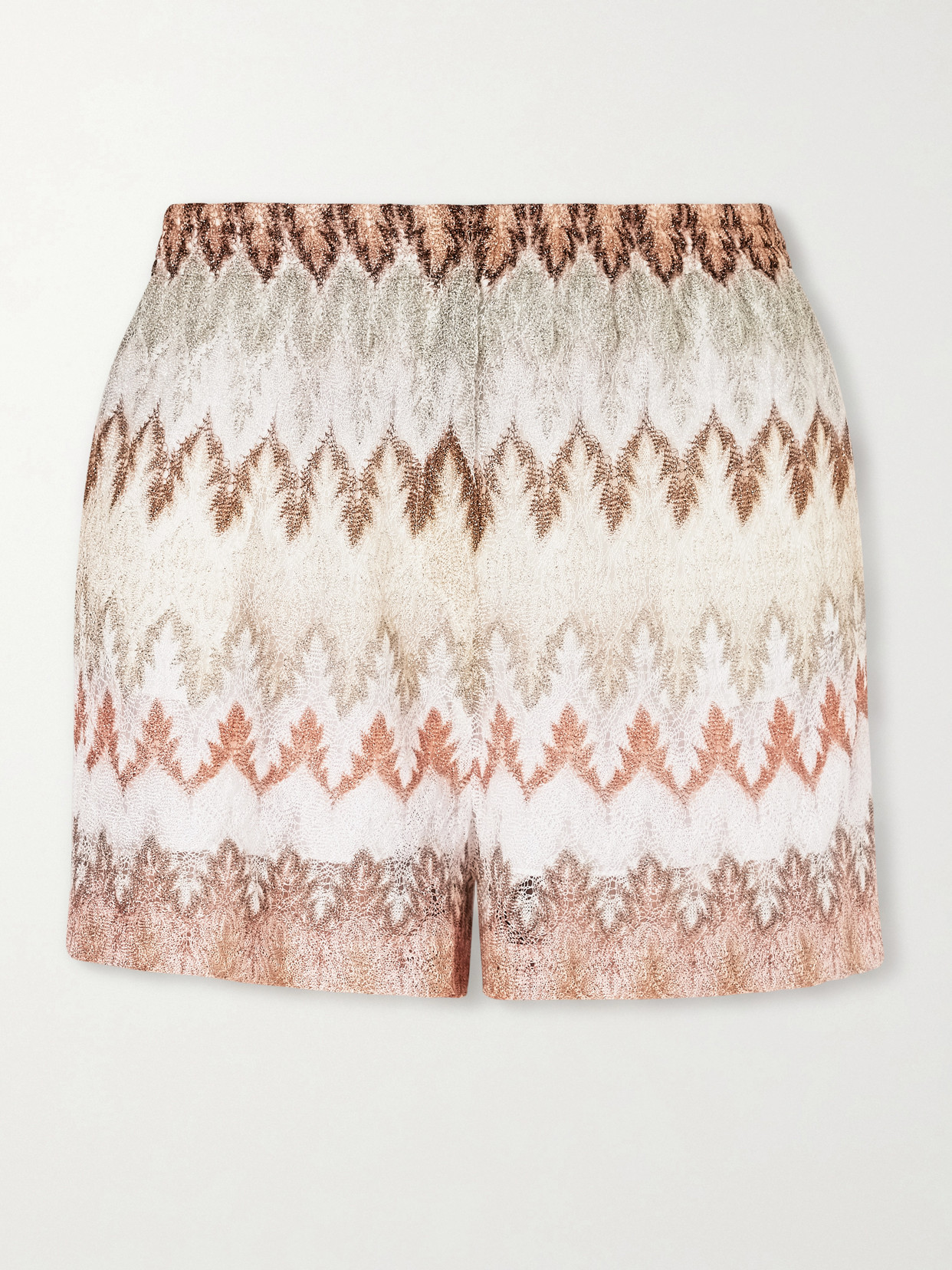 Missoni Striped Metallic Crochet-knit Shorts In Multi