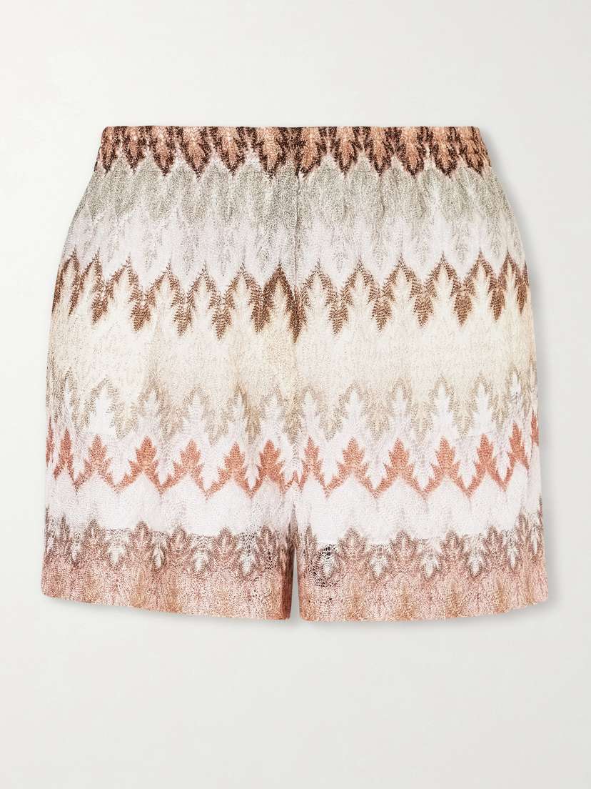 Missoni Striped Metallic Crochet-knit Shorts