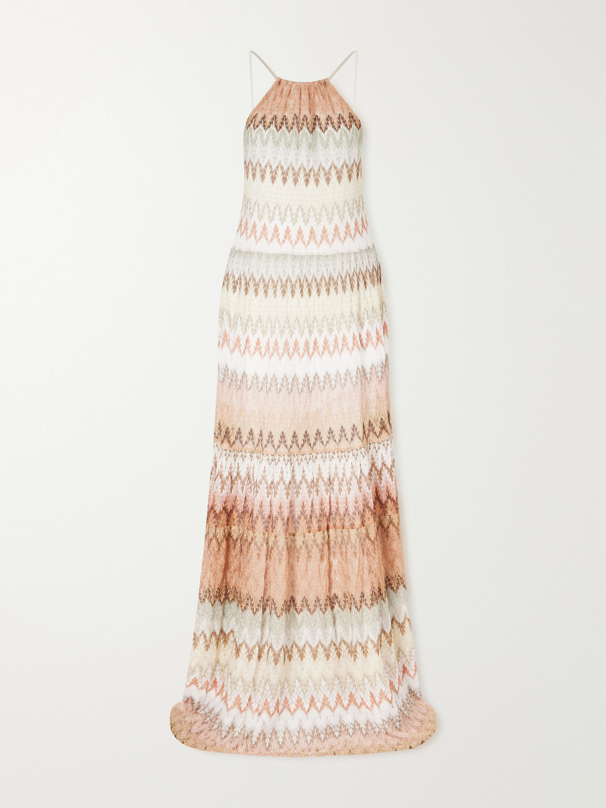Missoni Striped Metallic Crochet-knit Maxi Dress In Multi