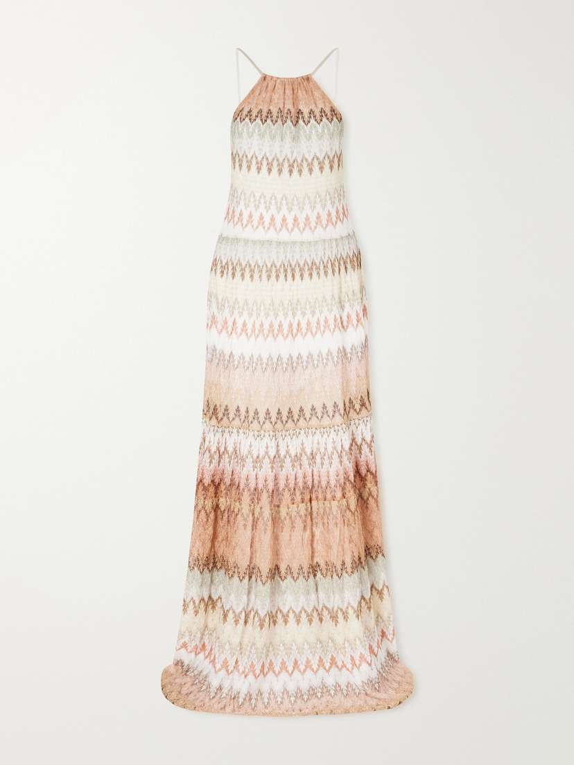 Missoni Striped Metallic Crochet-knit Maxi Dress