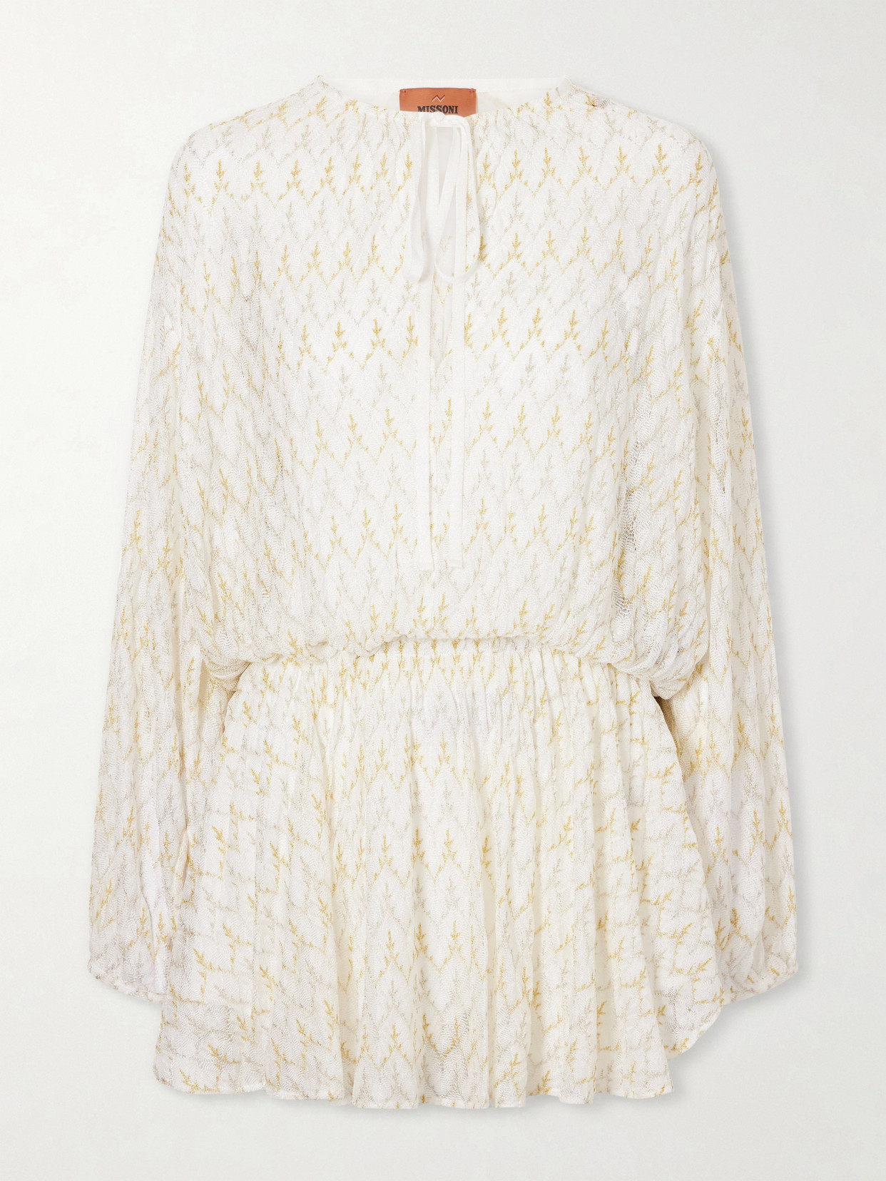 Missoni Metallic Crochet-knit Mini Dress In White