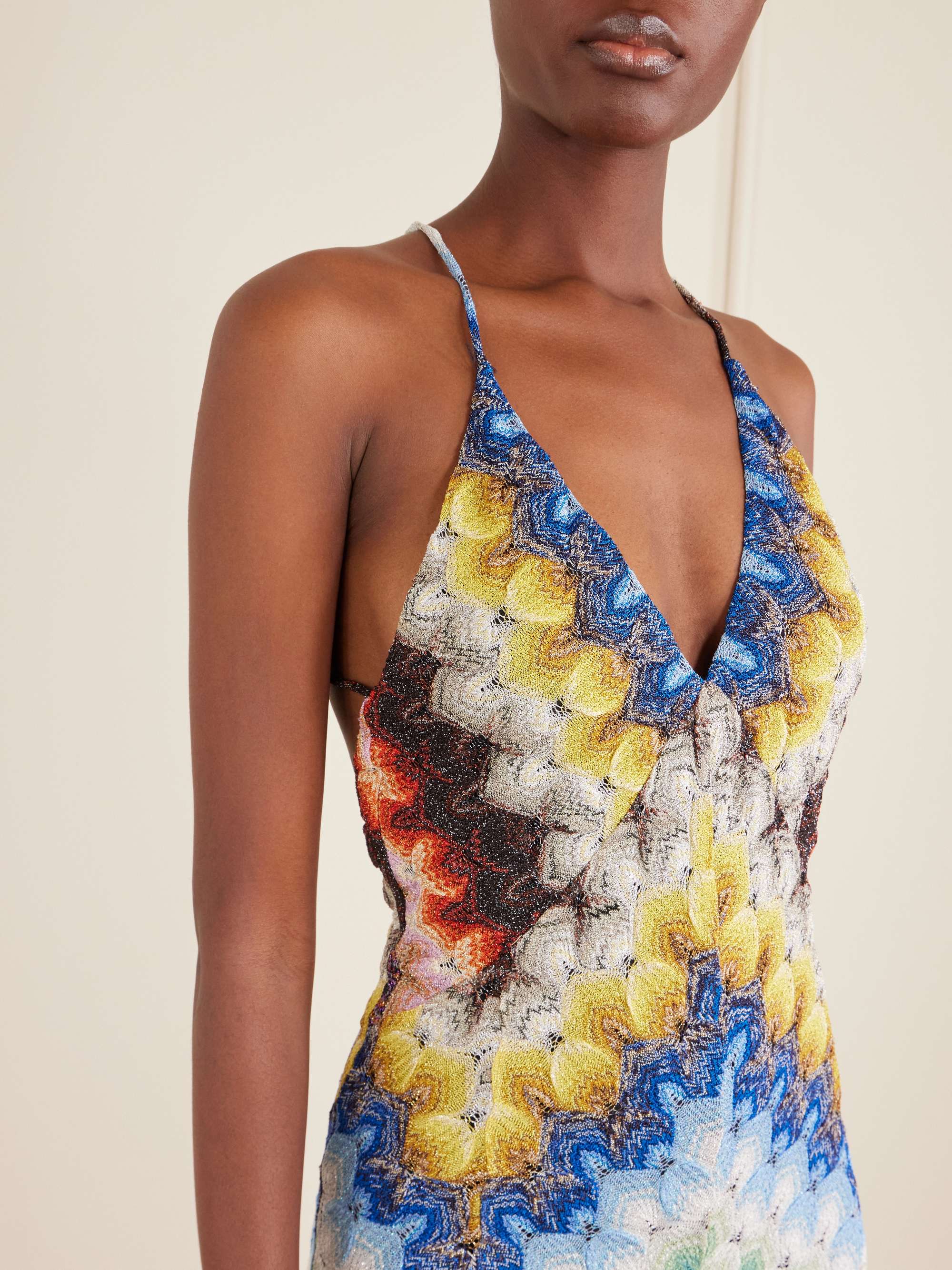 MISSONI Striped metallic crochet-knit maxi dress | NET-A-PORTER