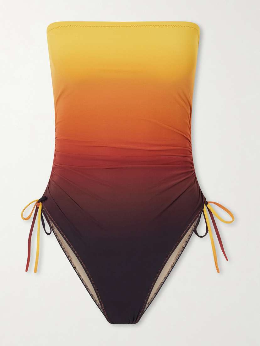 Lido Sessantadue Strapless Ruched Dégradé Swimsuit