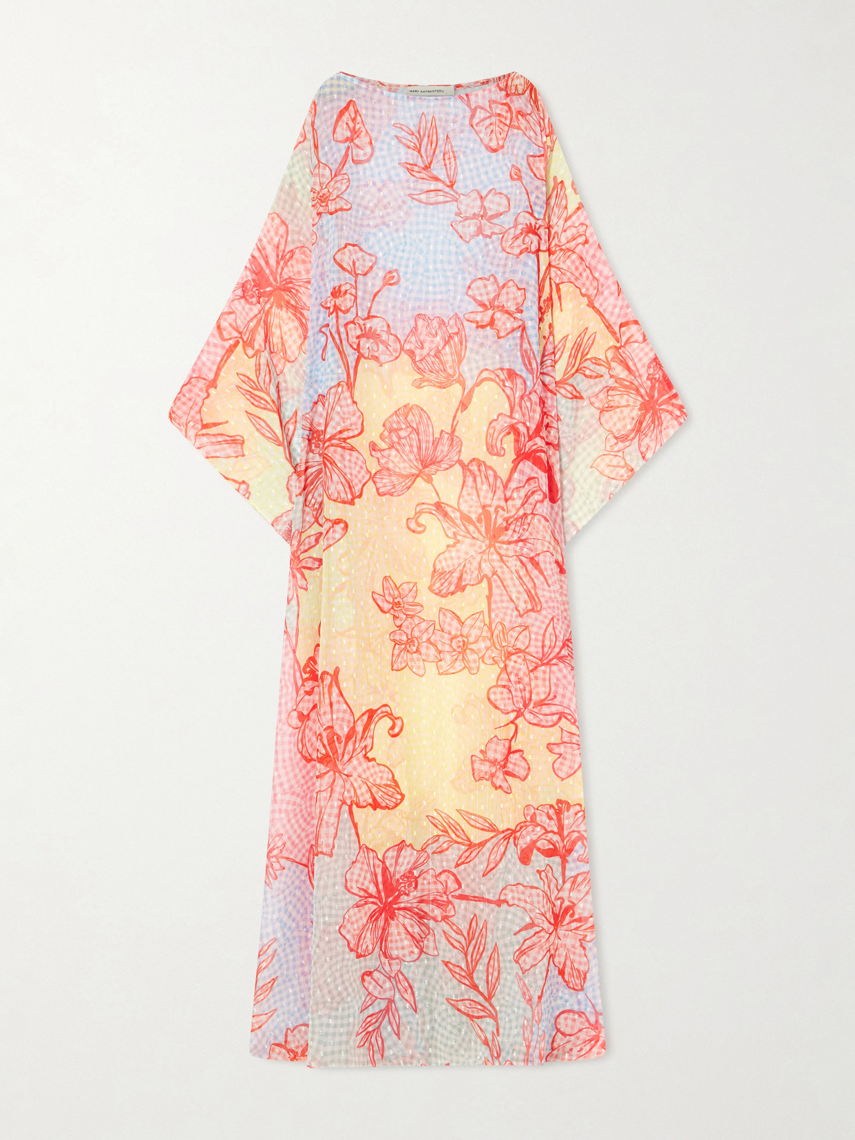 Mary Katrantzou Printed Fil Coupé Organza Kaftan In Multi