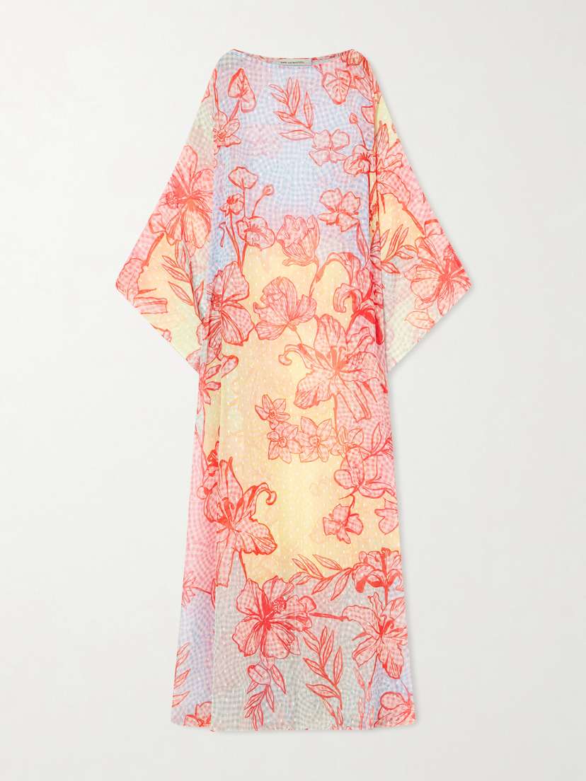 Mary Katrantzou Printed Fil Coupé Organza Kaftan