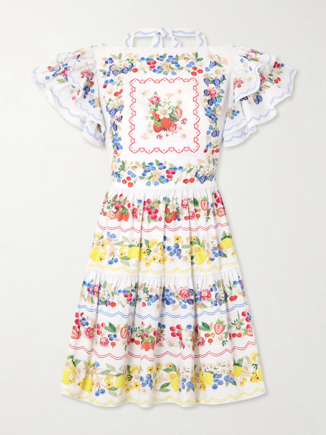 Mary Katrantzou Margarita Ruffled Floral-print Cotton-poplin Mini Dress In Multi