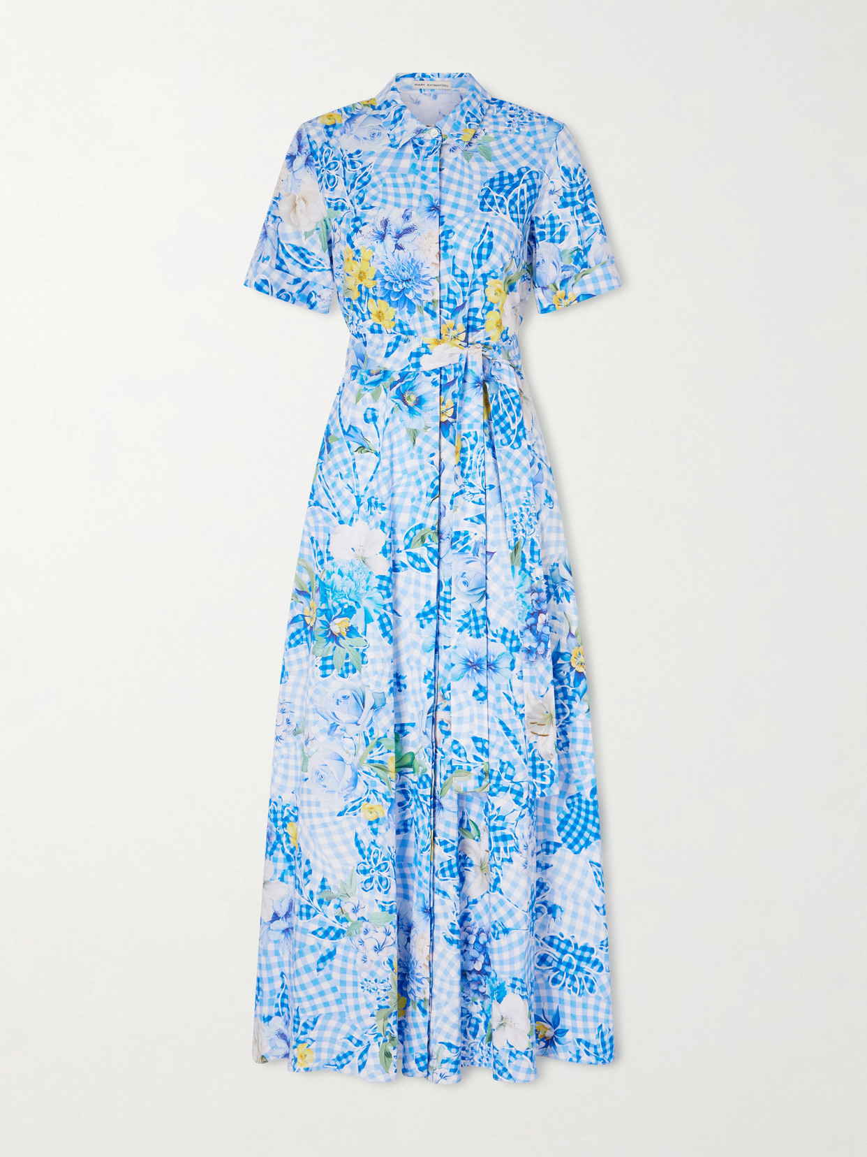 Mary Katrantzou Floral Cotton-blend Maxi Dress In Blue