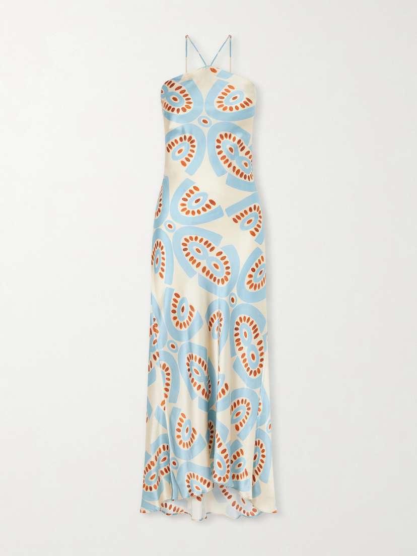 Themis Z Thaleia Printed Silk-satin Maxi Dress