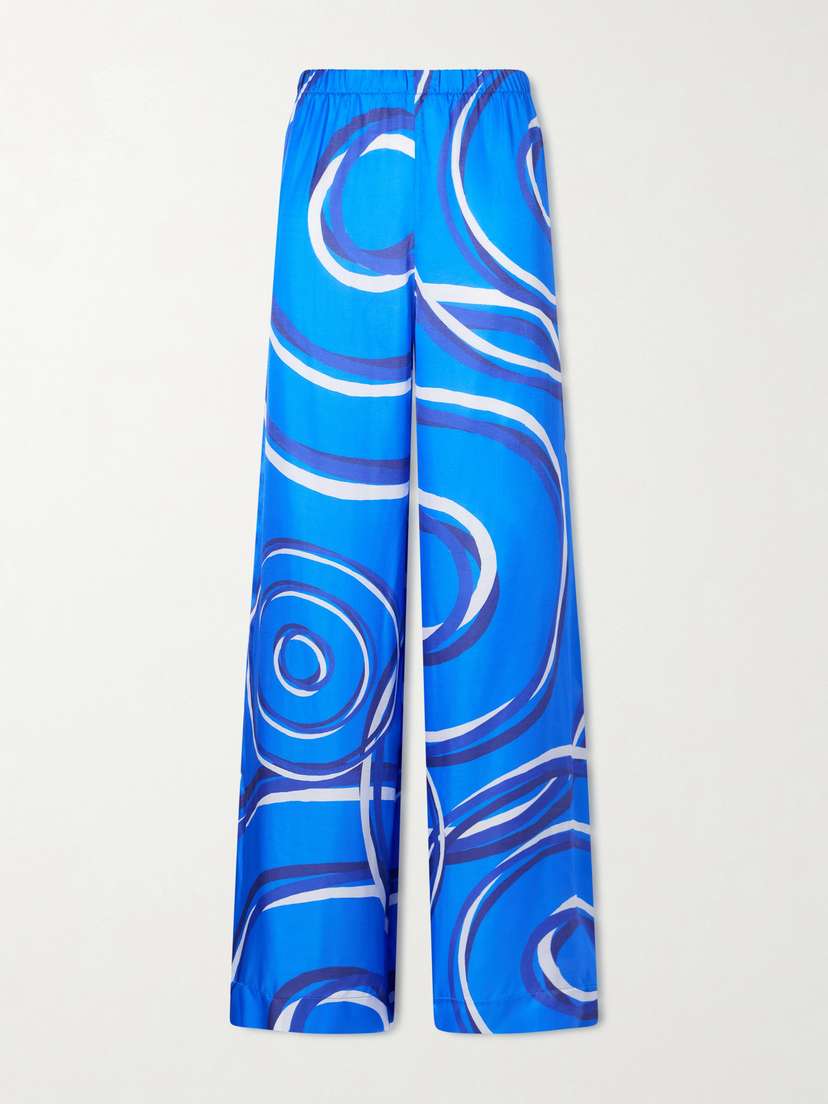 Themis Z Elysia Printed Silk-blend Satin Wide-leg Pants