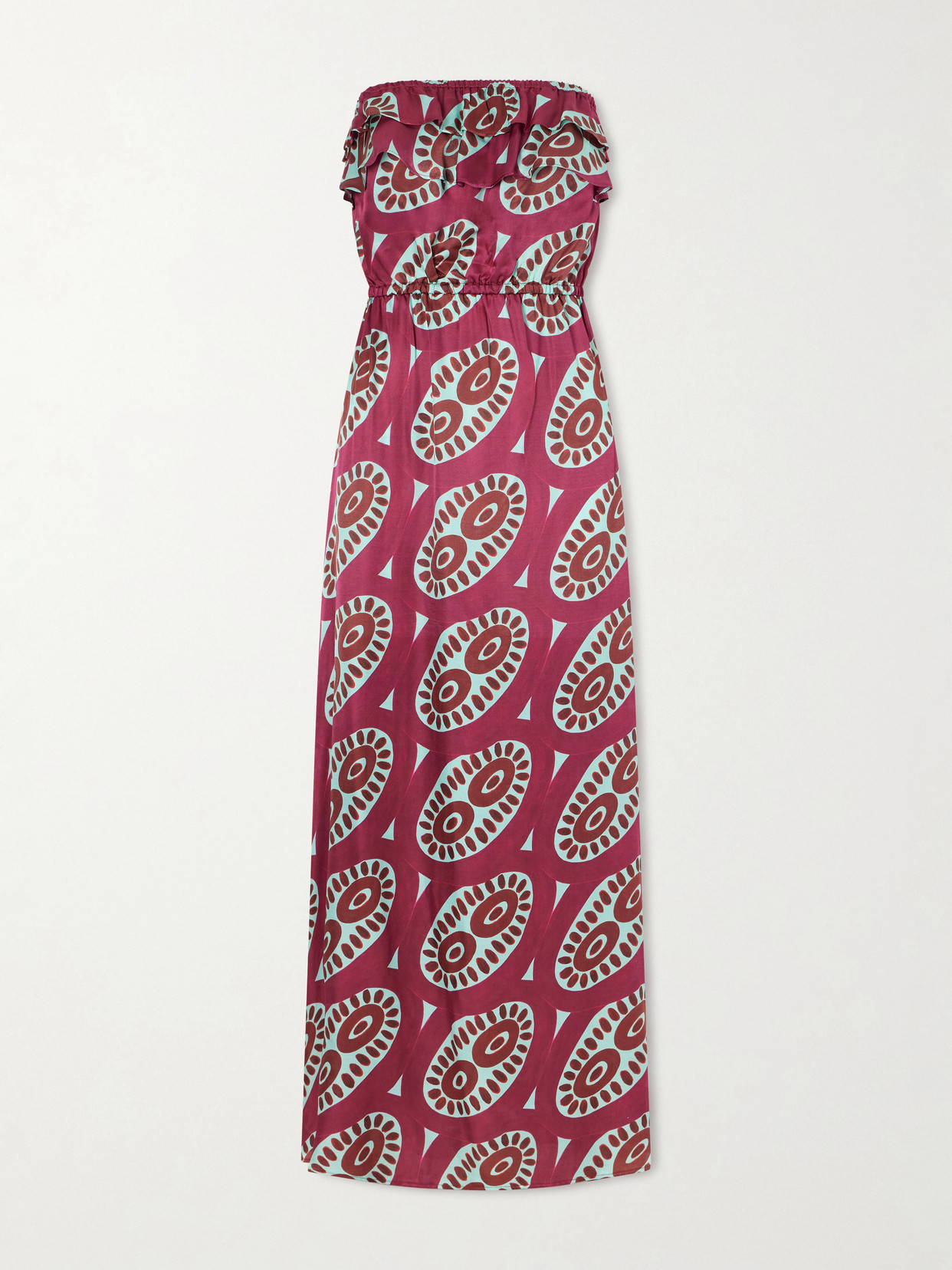 Themis Z Selene Printed Ruffled Silk-blend Maxi Dress In Multi