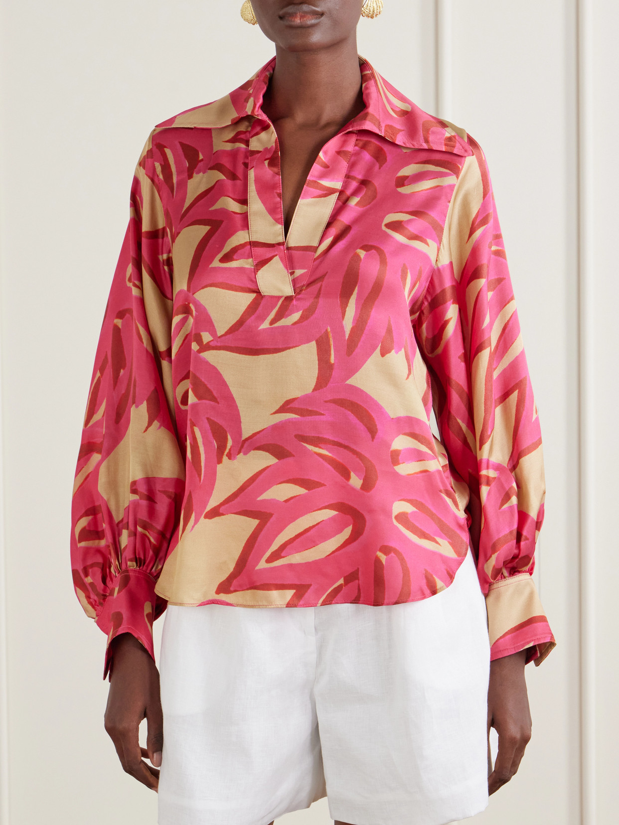 Ismene Printed Silk-Blend Blouse