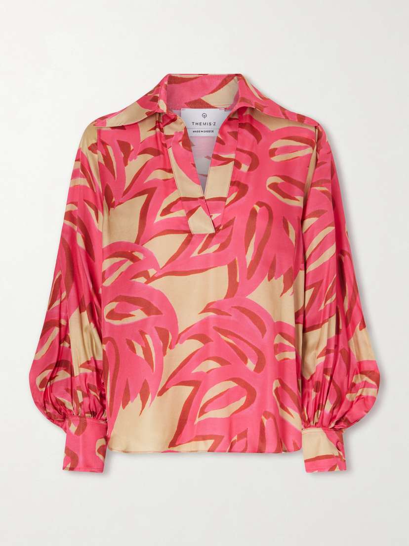 Themis Z Ismene Printed Silk-blend Satin Blouse