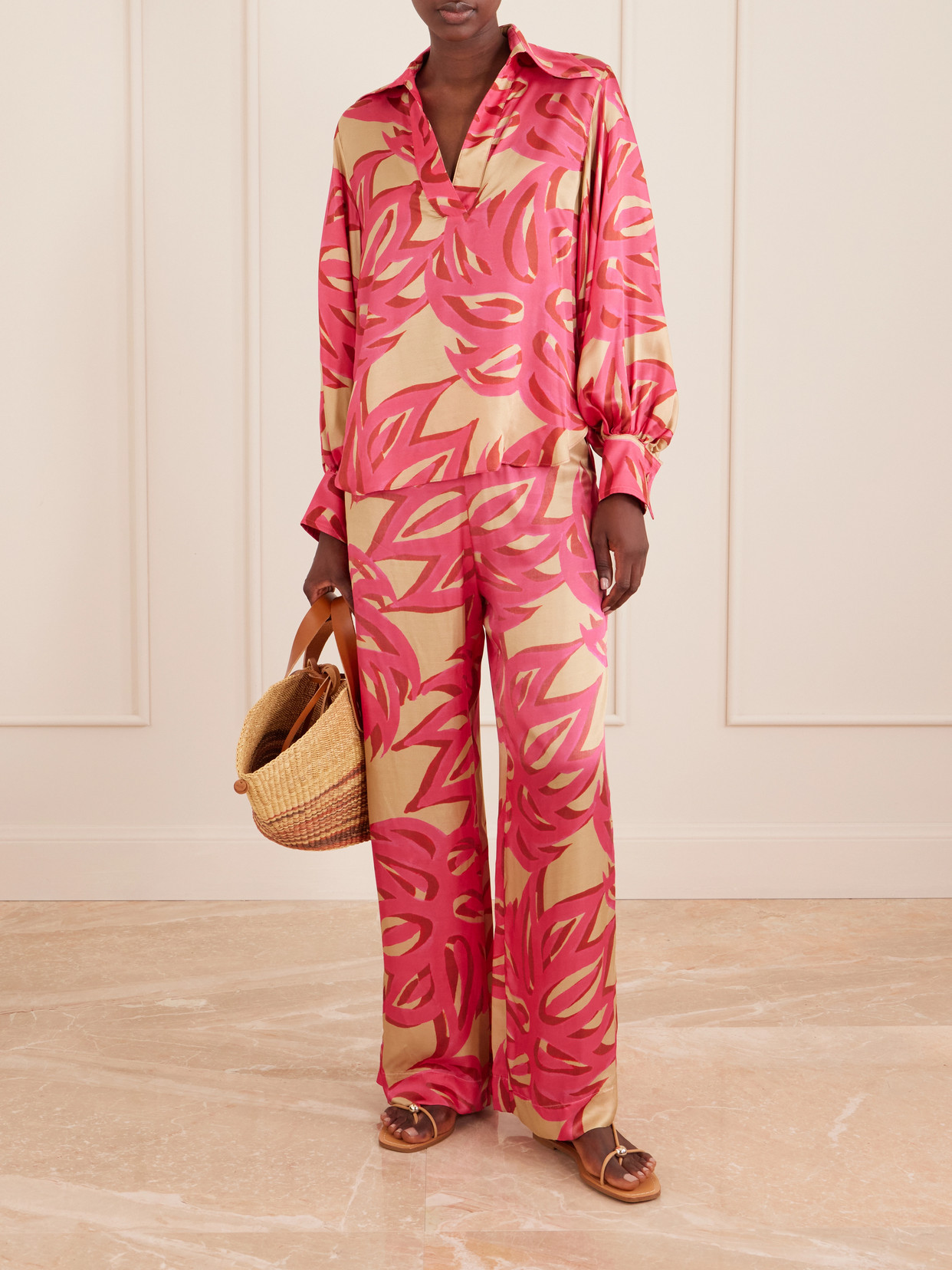 Ismene Printed Silk-Blend Blouse