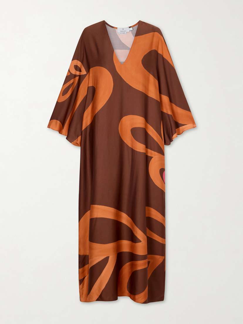 Themis Z Amalthea Printed Satin Kaftan