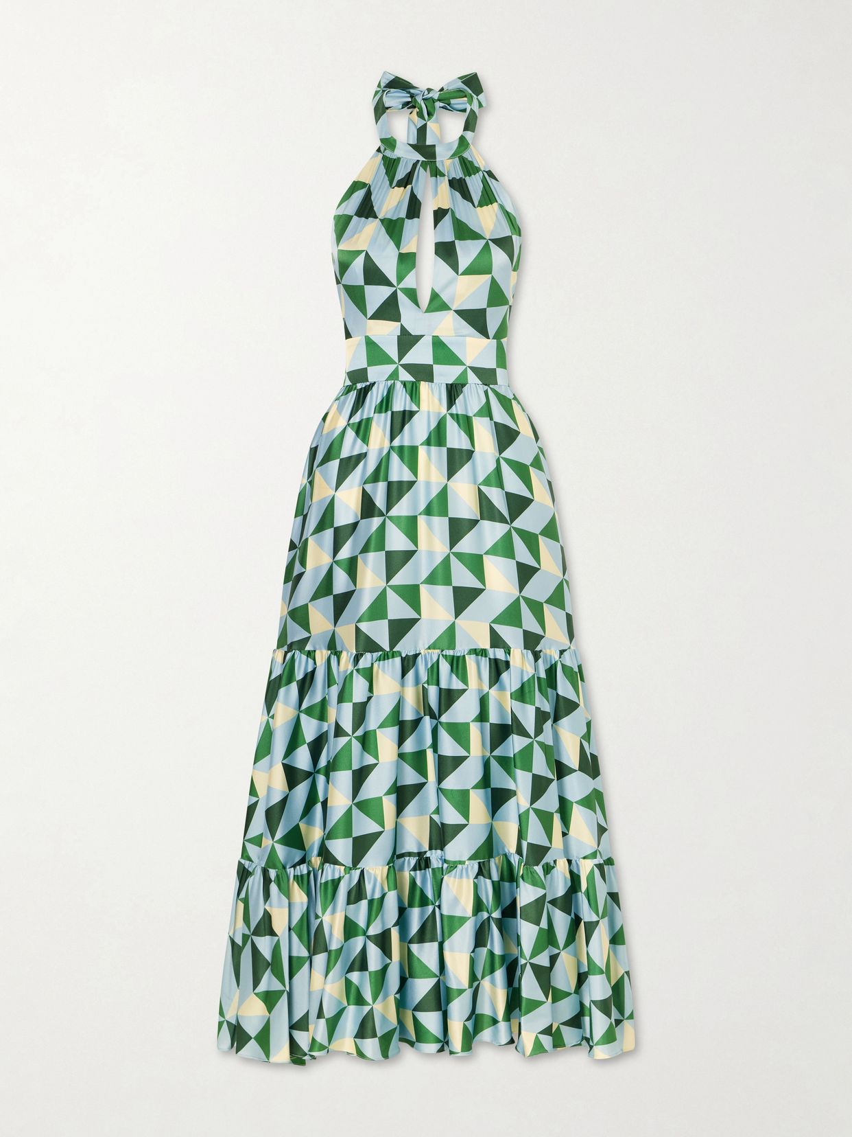 CRISTIANO MARCHELI Anna printed silk-blend satin halterneck maxi dress