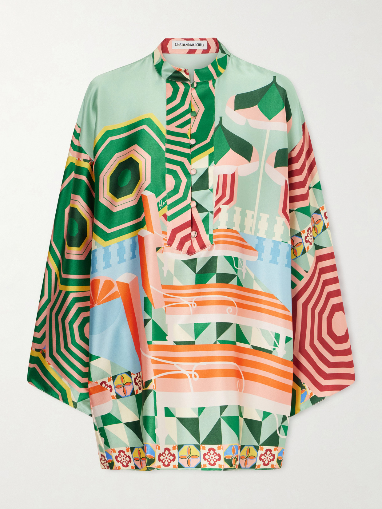 Cristiano Marcheli Maria Printed Silk-blend Satin Coverup In Multi