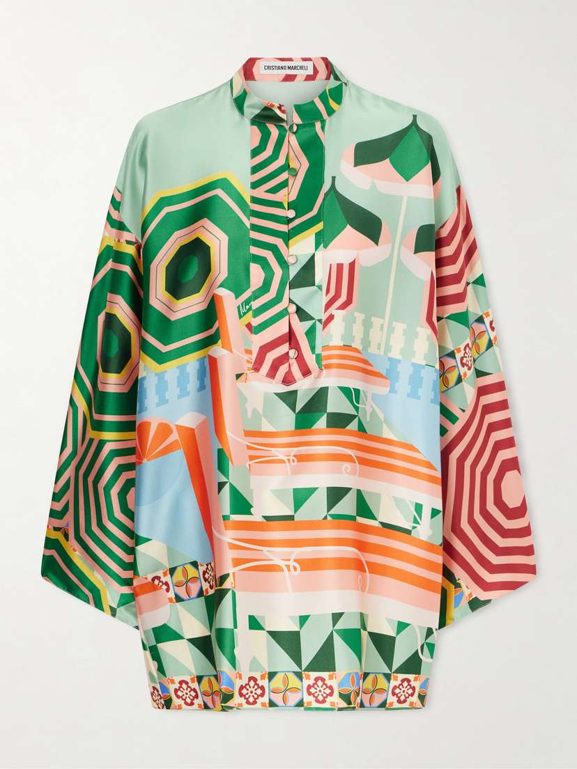 Cristiano Marcheli Maria Printed Silk-blend Satin Coverup