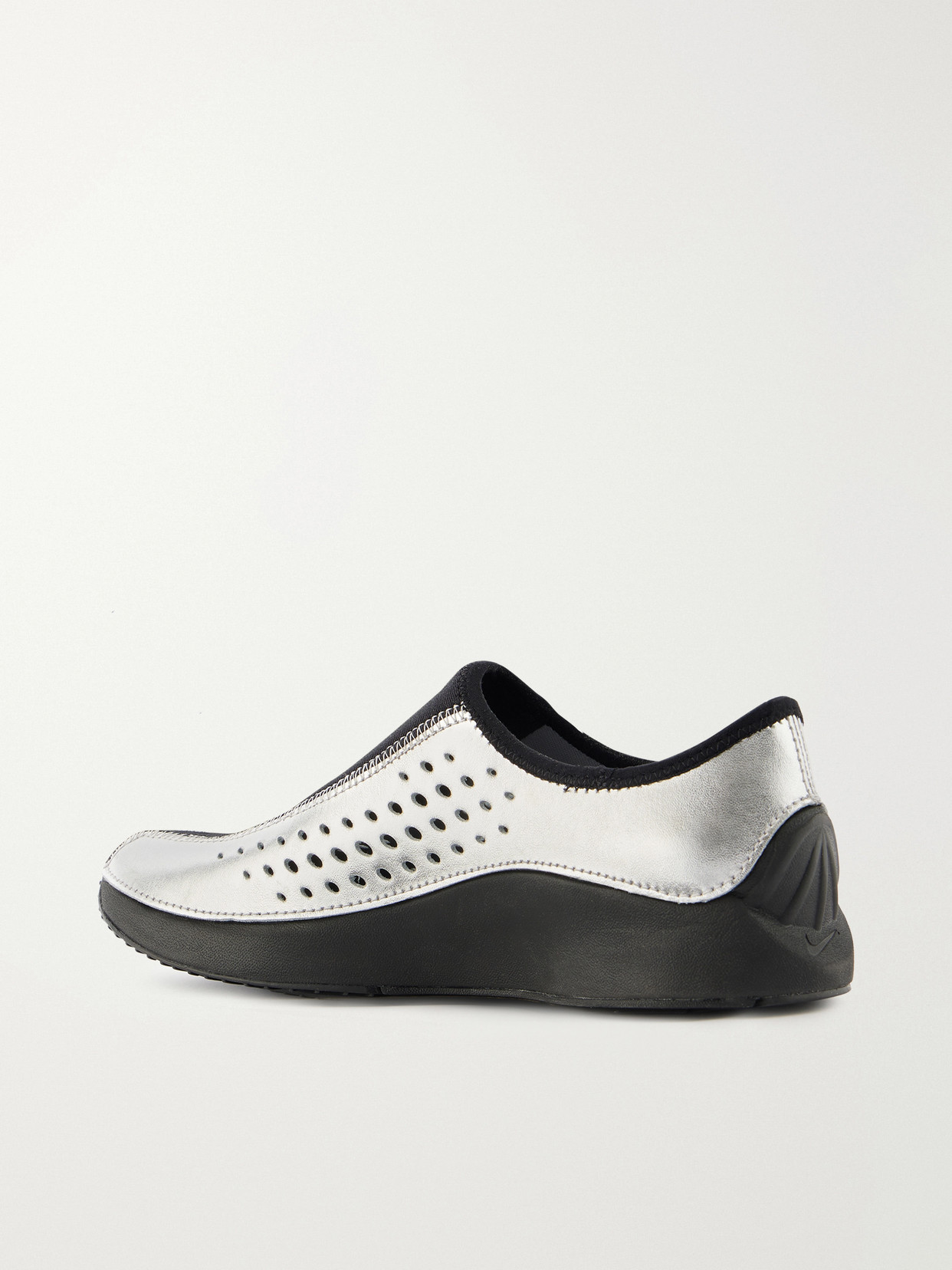 Superfly Suede And Perforated Metallic Leather Slip-On Sneakers
