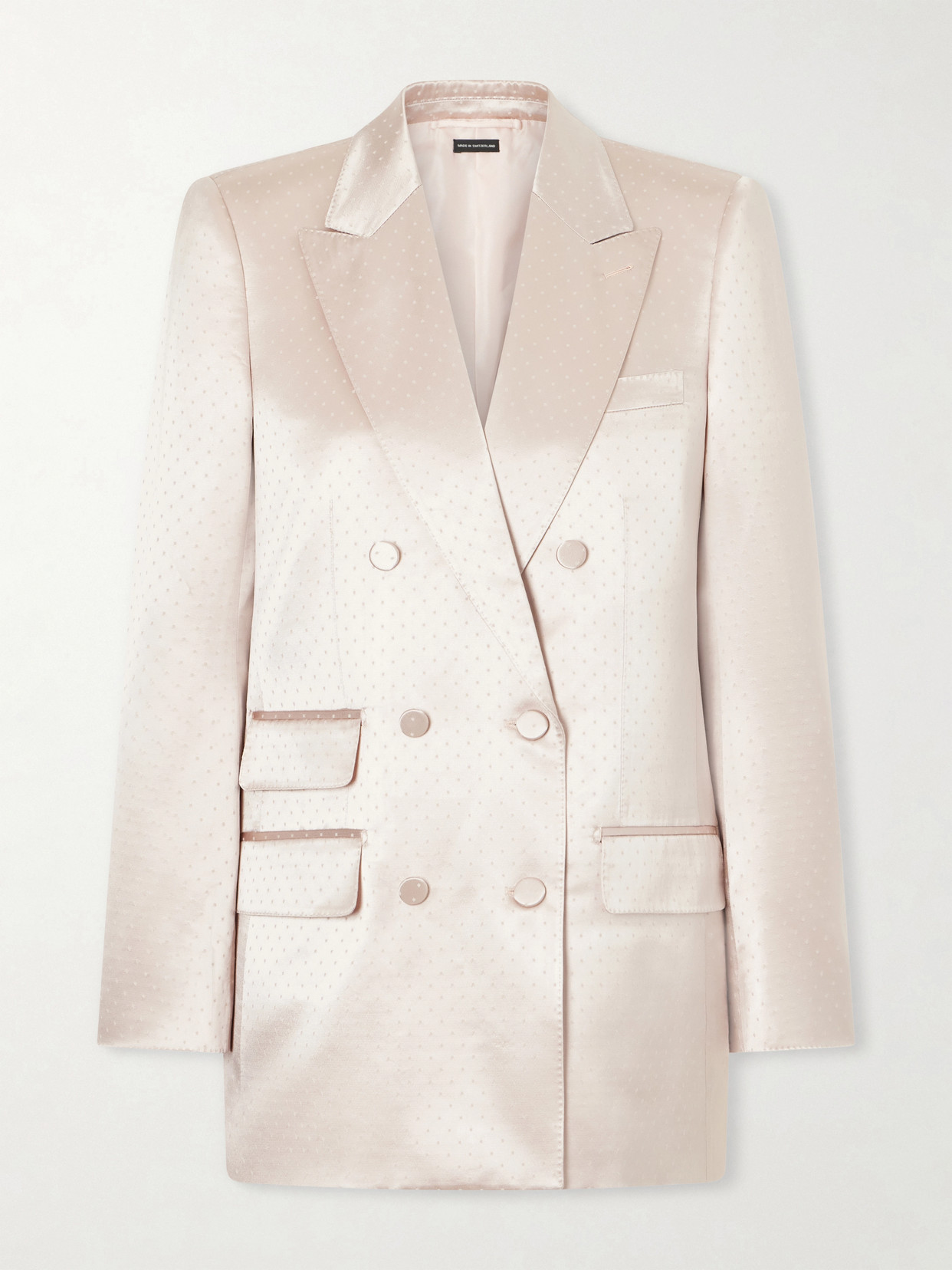 Tom Ford Double-breasted Polka- Dot Satin Blazer In Brown